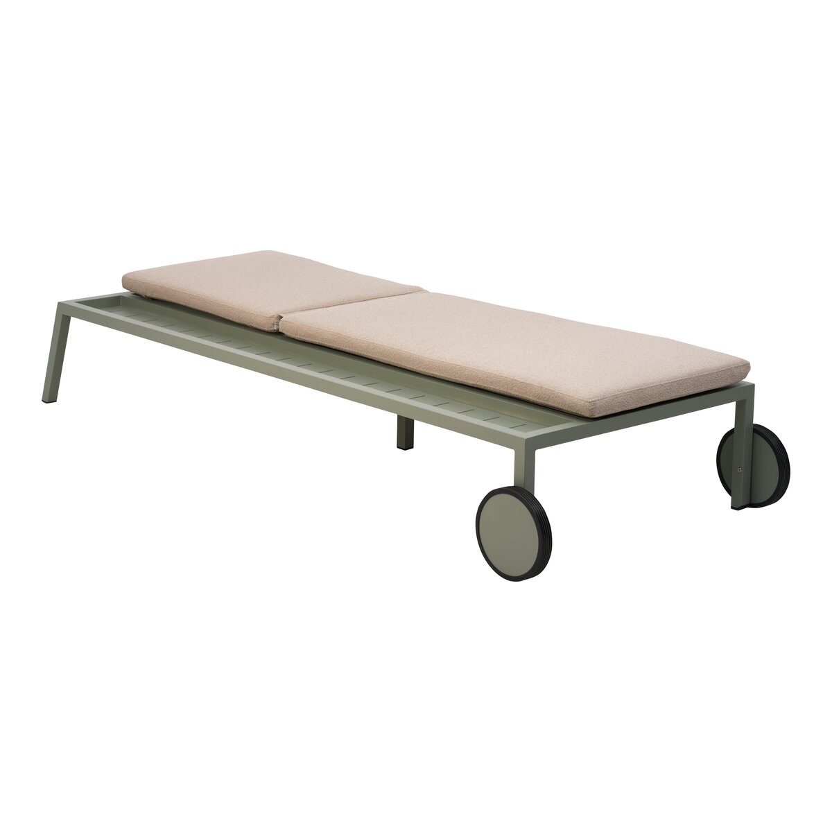 Sonnenliege Samvaro Grün/Beige - mit integrierter Ablage aus Aluminium & Olefin