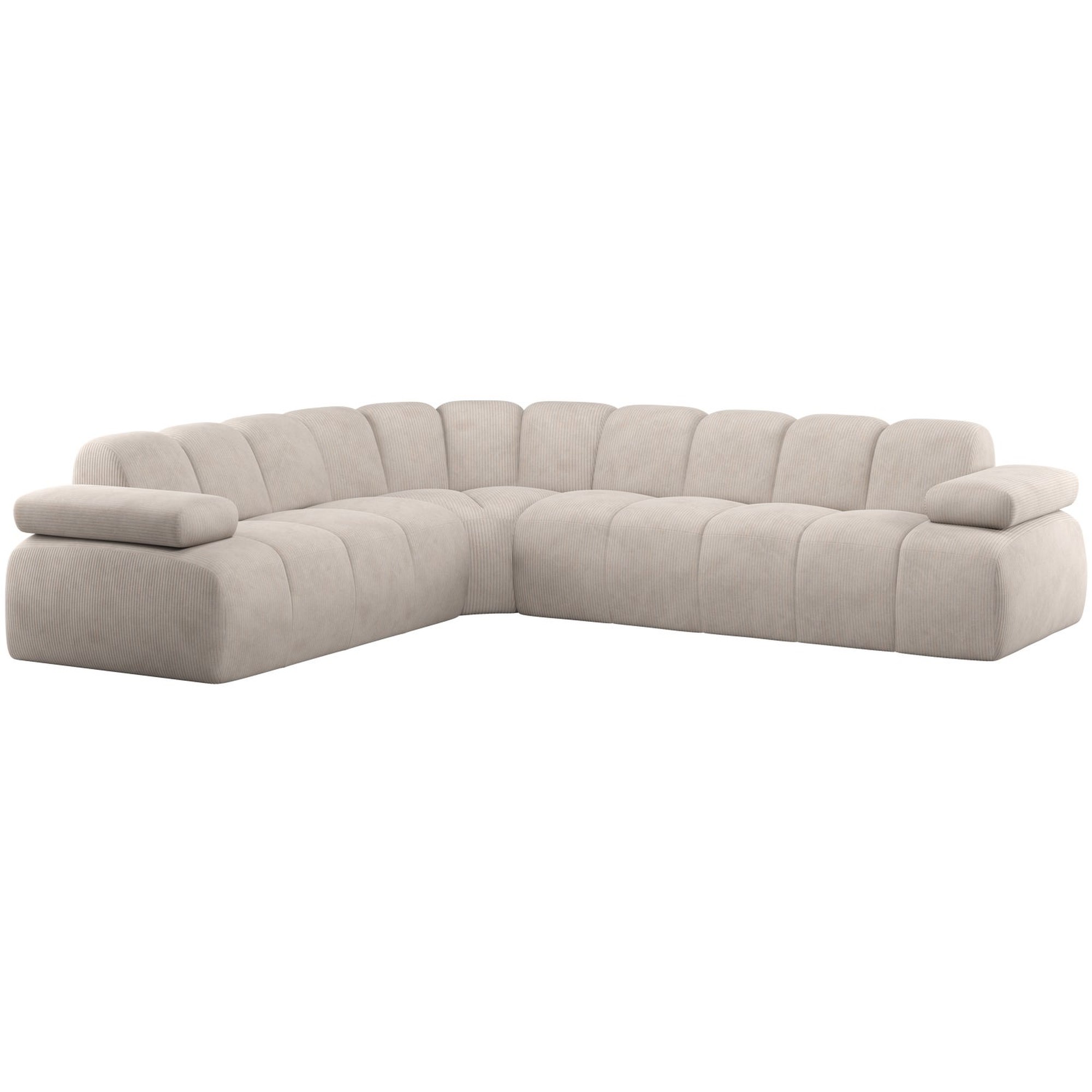Ecksofa Mojo Cord-Bezug, modern und flexibel mit manuellen Armlehnen, natur, links