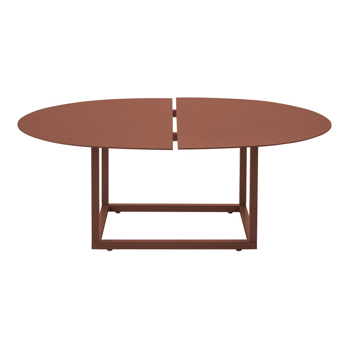 Gartencouchtisch Olive - Aluminium, Oval 110x80 cm, Zinnoberrot