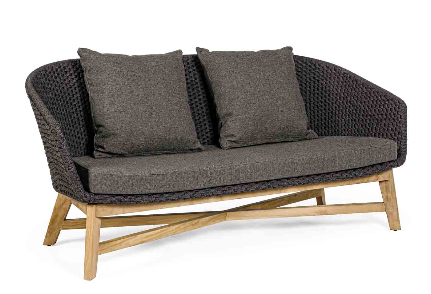 Modernes Sofa Coachella inklusive Kissen und Gestell aus Teakholz