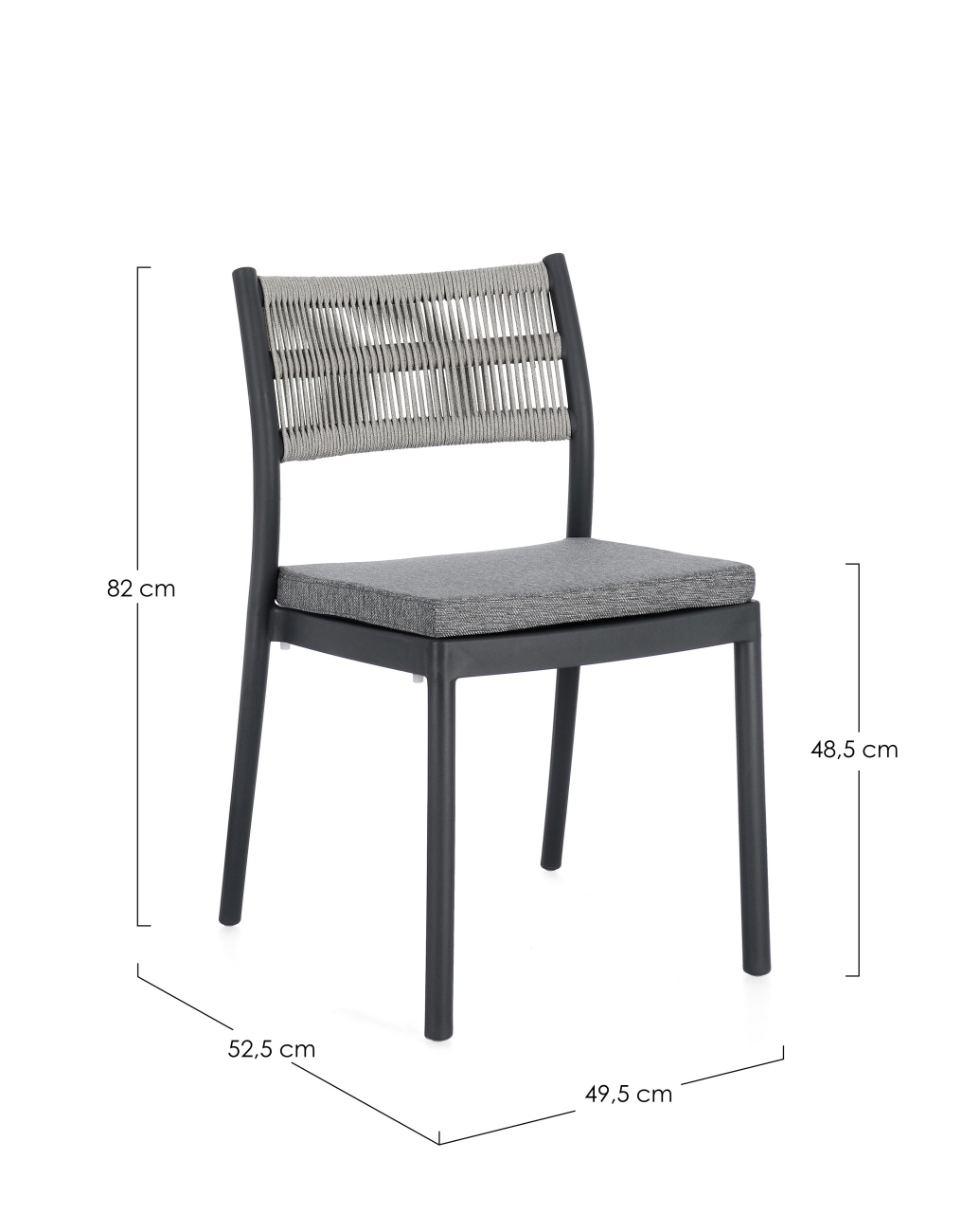 Gartenstuhl Alvin aus Metall, Anthrazit / Hellgrau