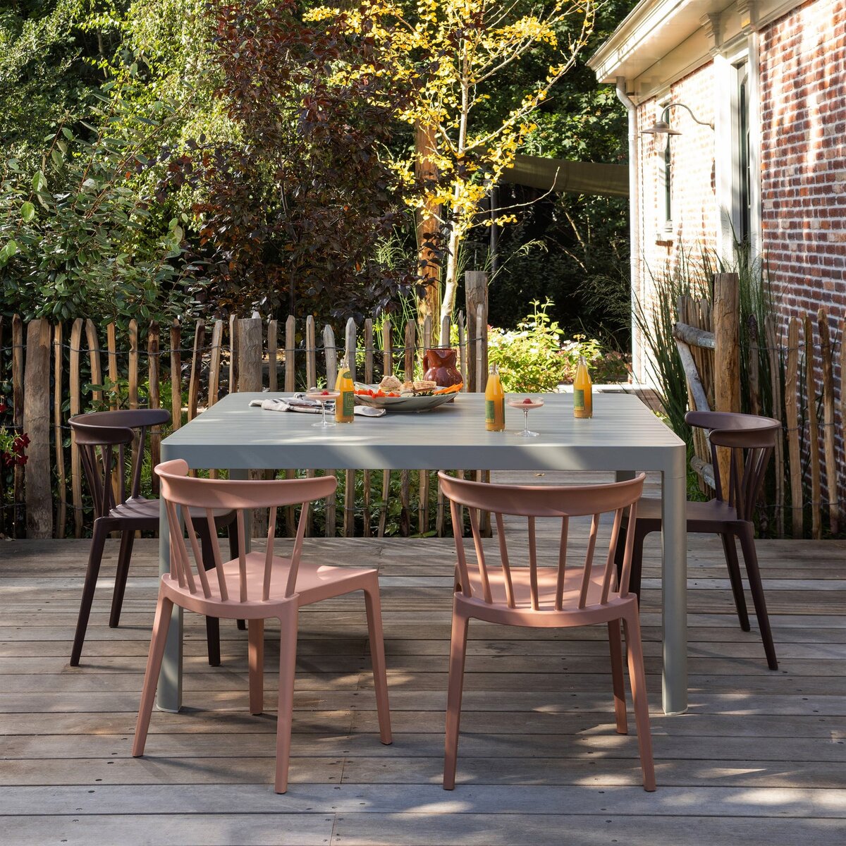 2er-Set Gartenstuhl Bliss - Kunststoff Lachsrosa