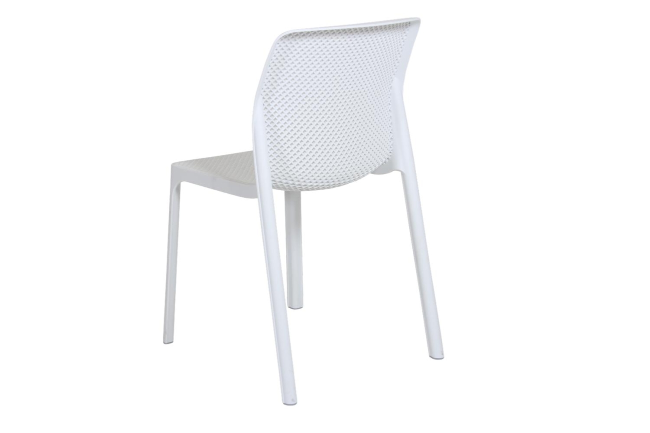 Der Gartenstuhl Net überzeugt mit seinem modernen Design. Gefertigt wurde er aus Kunststoff, welcher einen weißen Farbton besitzt. Das Gestell ist auch aus Kunststoff und hat eine weiße Farbe. Die Sitzhöhe des Stuhls beträgt 47 cm.