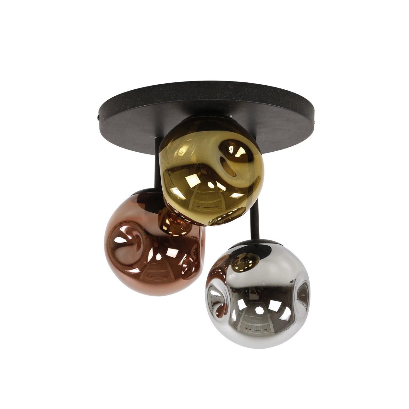 Deckenleuchte Atomoira - 3-flammig - Gold-, Kupfer- & Chromglas, LED