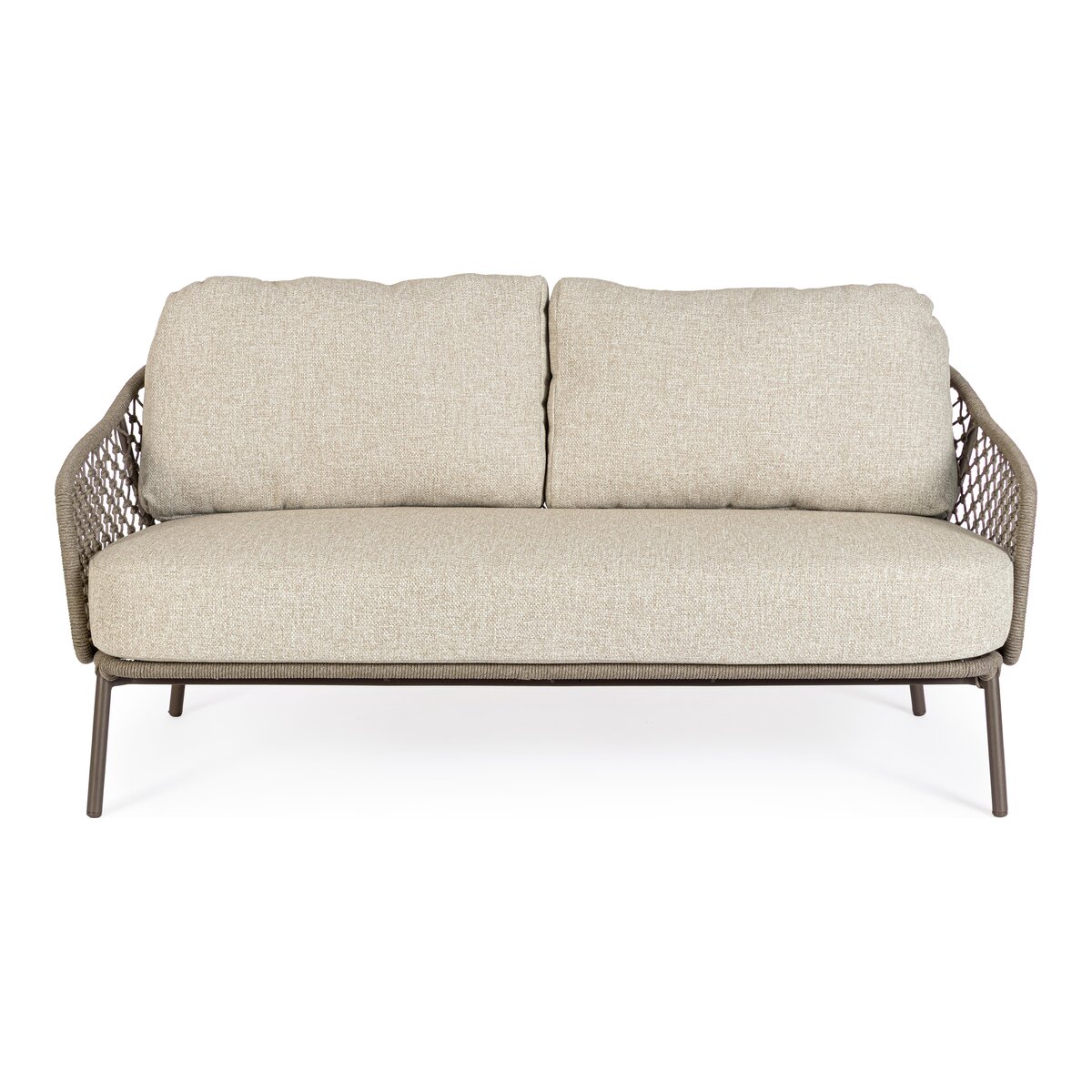 2-Sitzer Gartensofa Corbeta - Aluminium & Seilgeflecht, inkl. Kissen, Braun