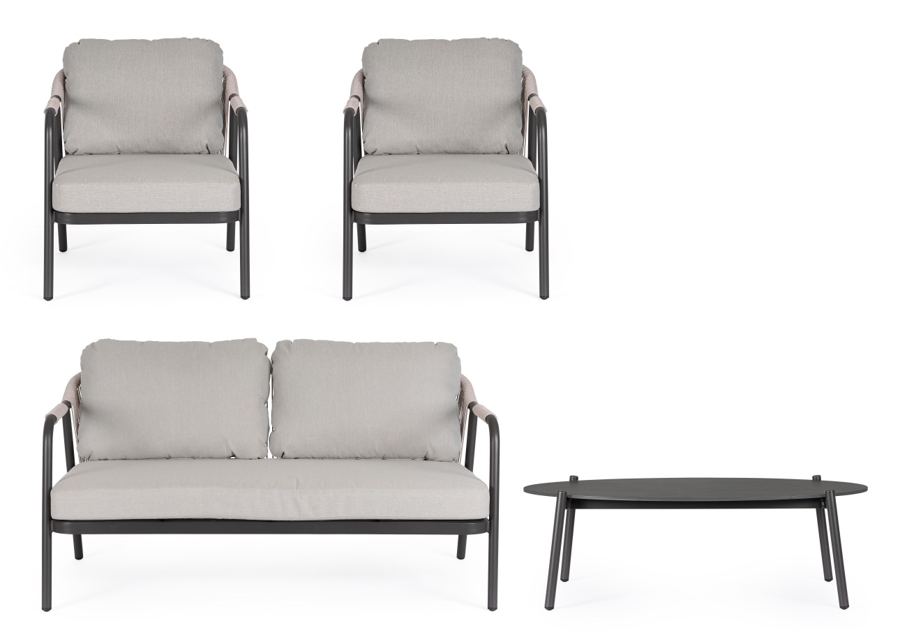 Garten-Set Miravet 4er Gruppe, Anthrazit / Taupe