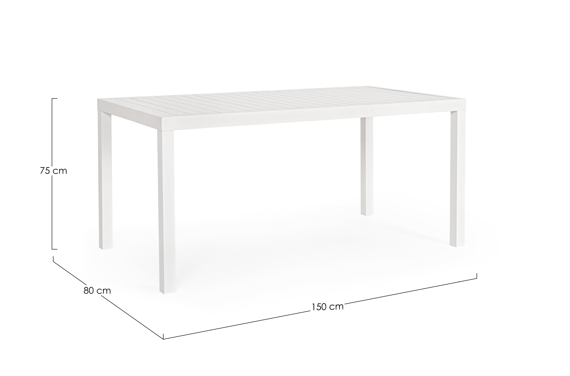 Der Gartentisch Hilde überzeugt mit seinem modernen Design. Gefertigt wurde er aus Aluminium, welches einen weißen Farbton besitzt. Das Gestell ist aus auch Aluminium und hat eine weiße Farbe. Der Tisch verfügt über eine Länge von 150 cm und ist für den O