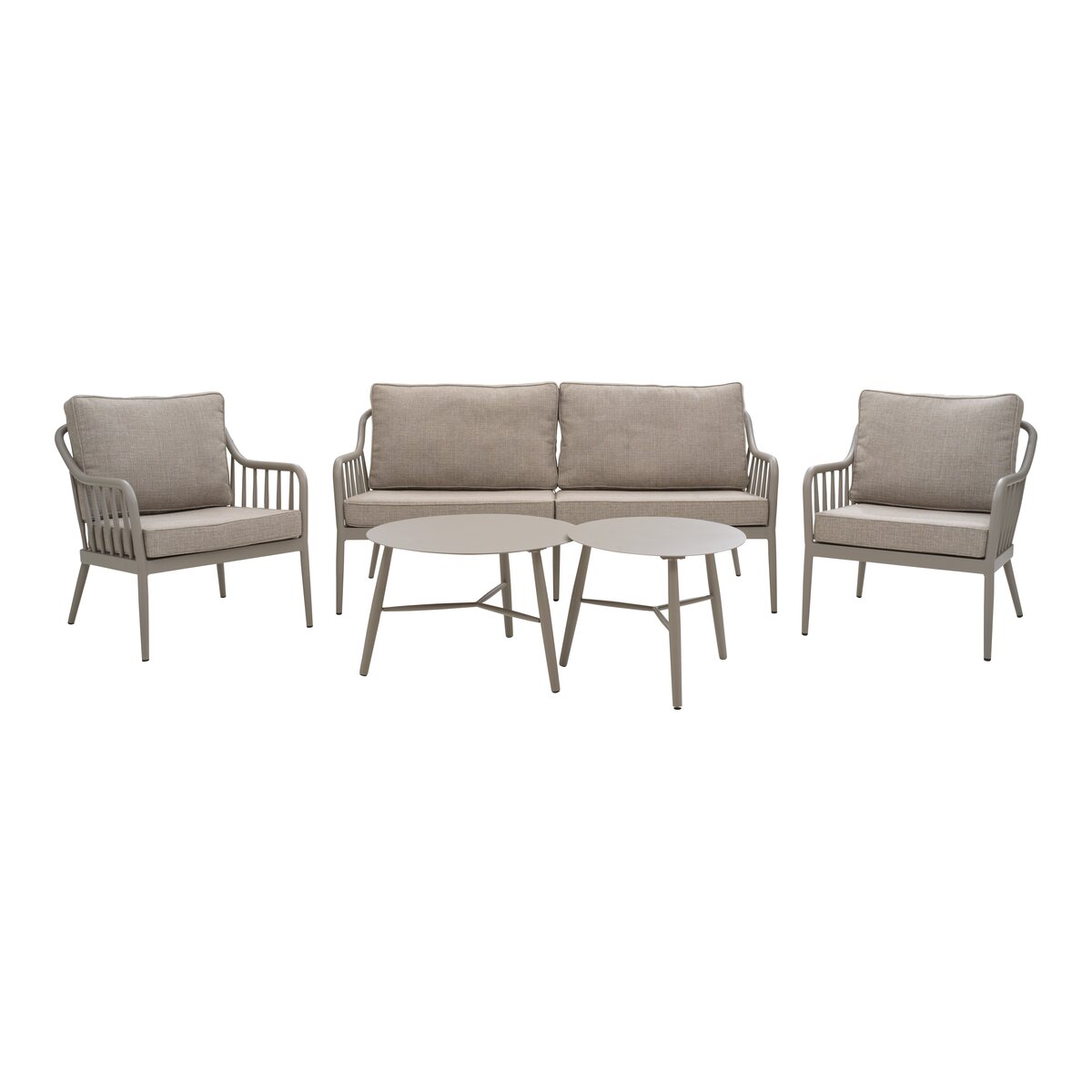 Gartensessel Coleville Khaki/Burlap Beige - aus Aluminium & Olefin, inkl. Kissen