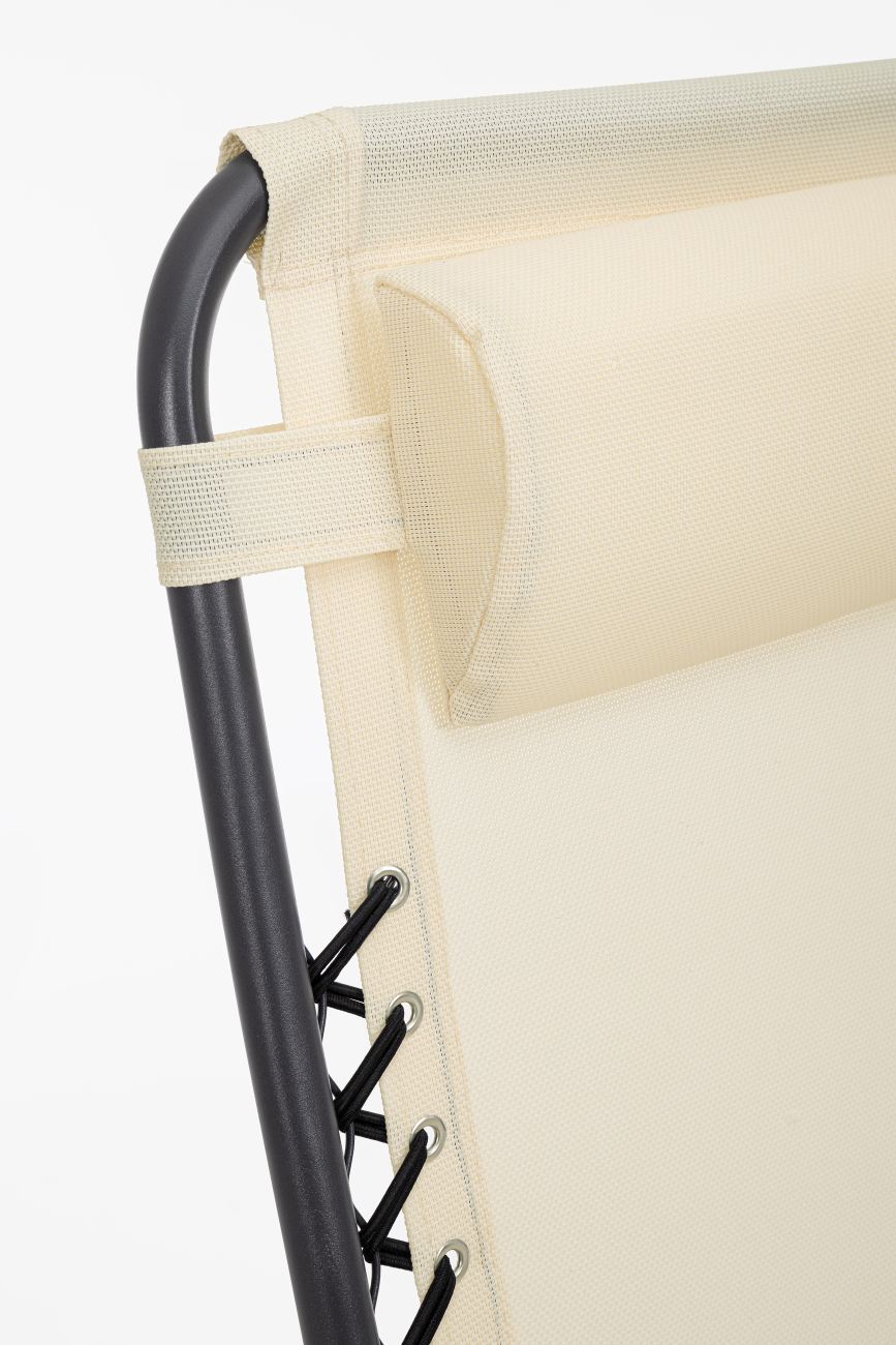 Liegestuhl Santana aus Metall, Creme