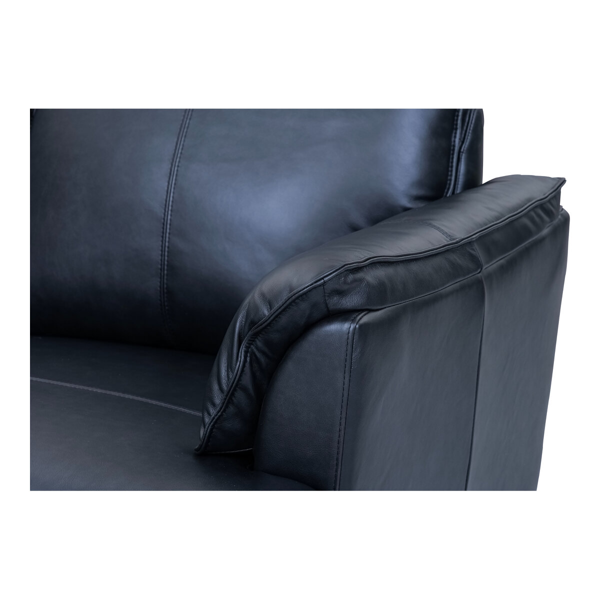 2-Sitzer Sofa Luso Leder Schwarz - mit Taschenfederkern & schwarzem Metallrahmen