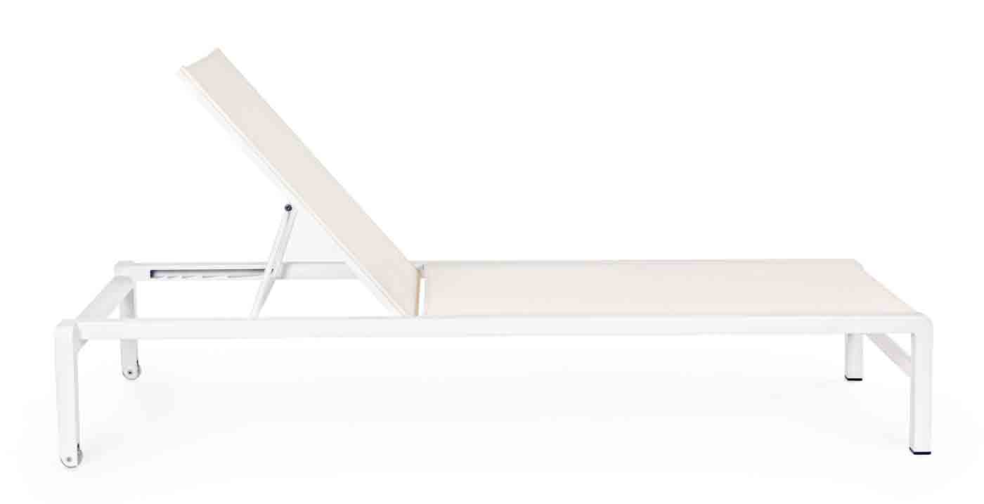 Gartenliege Konnor, Aluminium Textilene, Weiss CX23