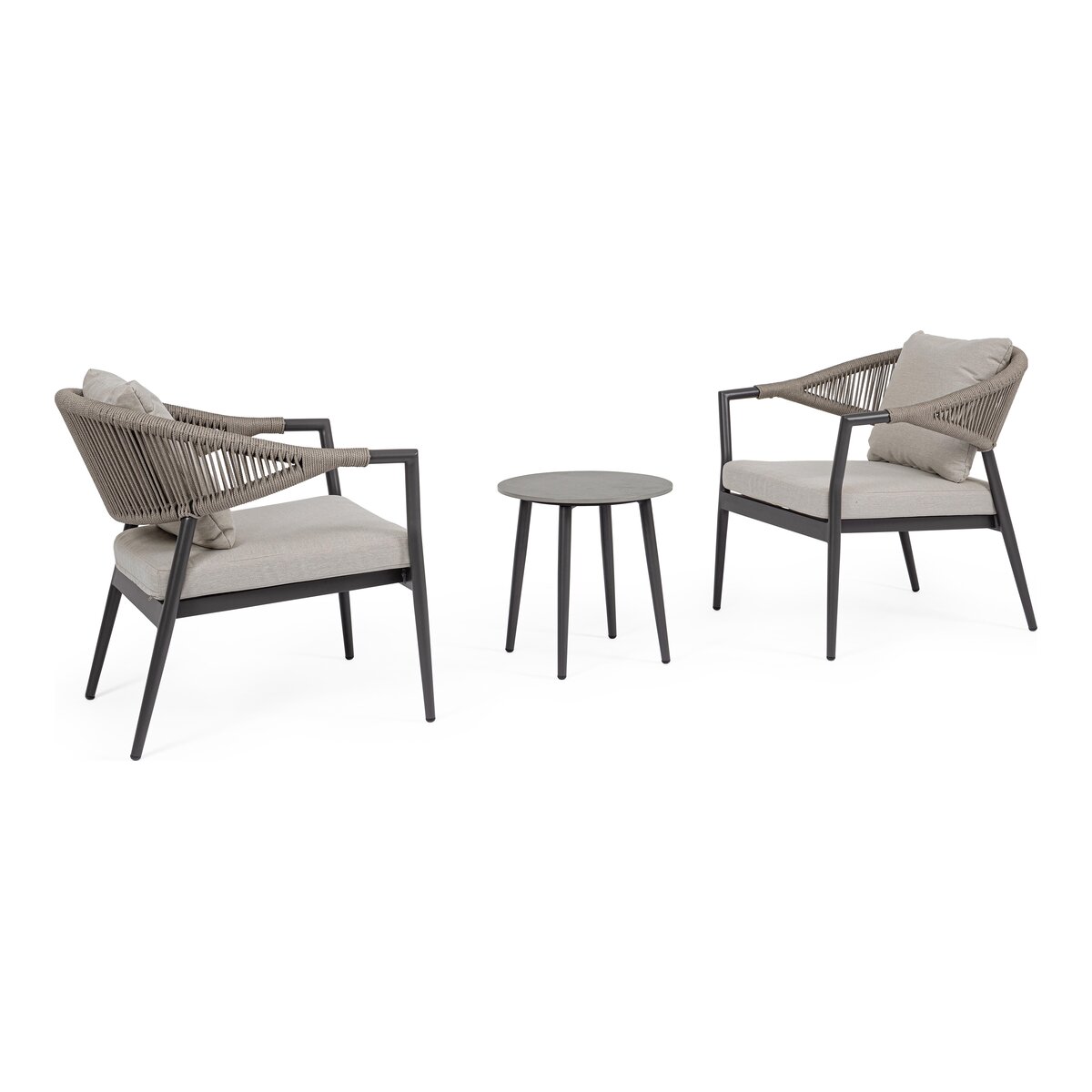 2er Garten-Set Millor - Aluminium & Polyester-Stoff, Anthrazit, inkl. Couchtisch
