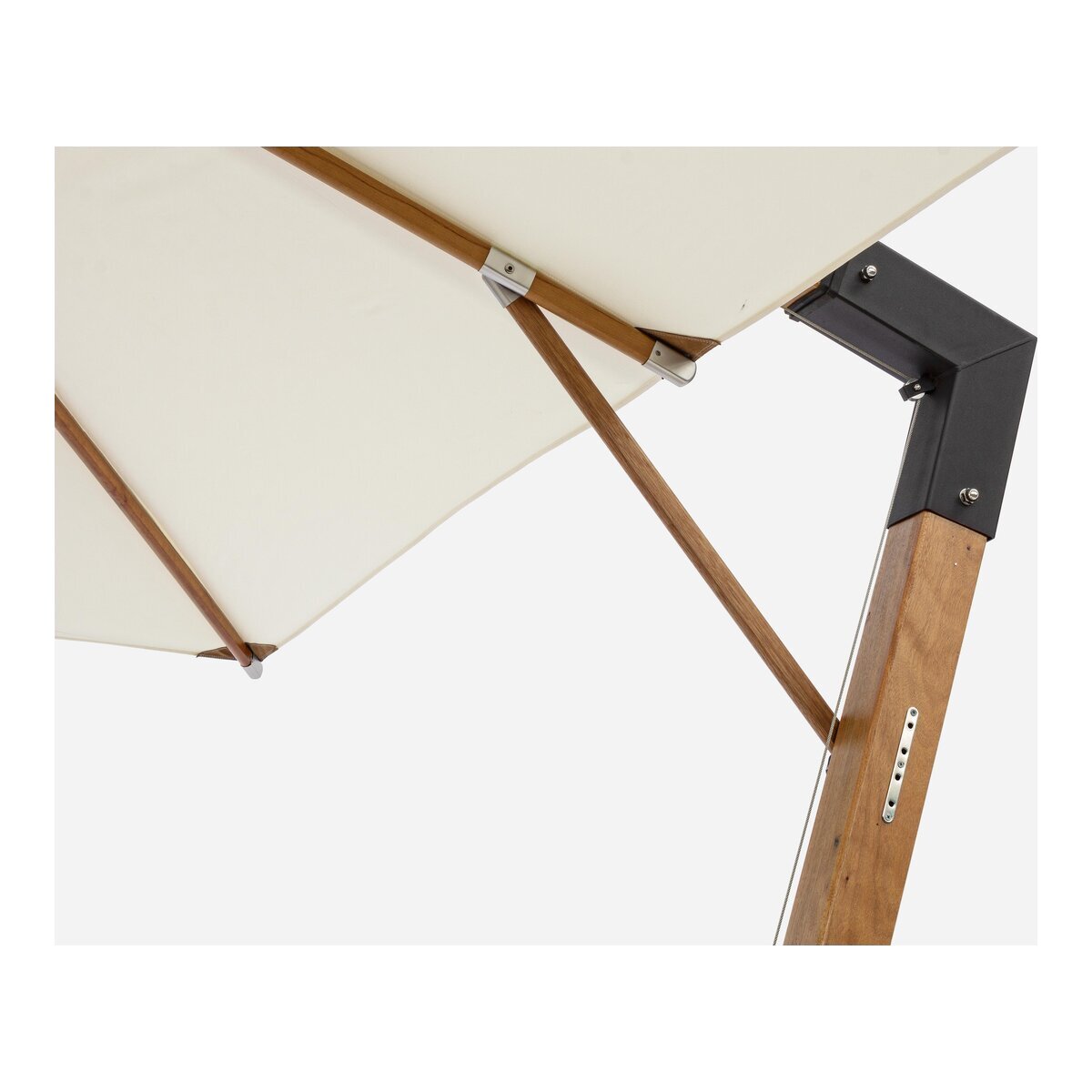 Ampelschirm Capua - Teakholz Natur, Polyester-Stoff Ecru, 3x4 m