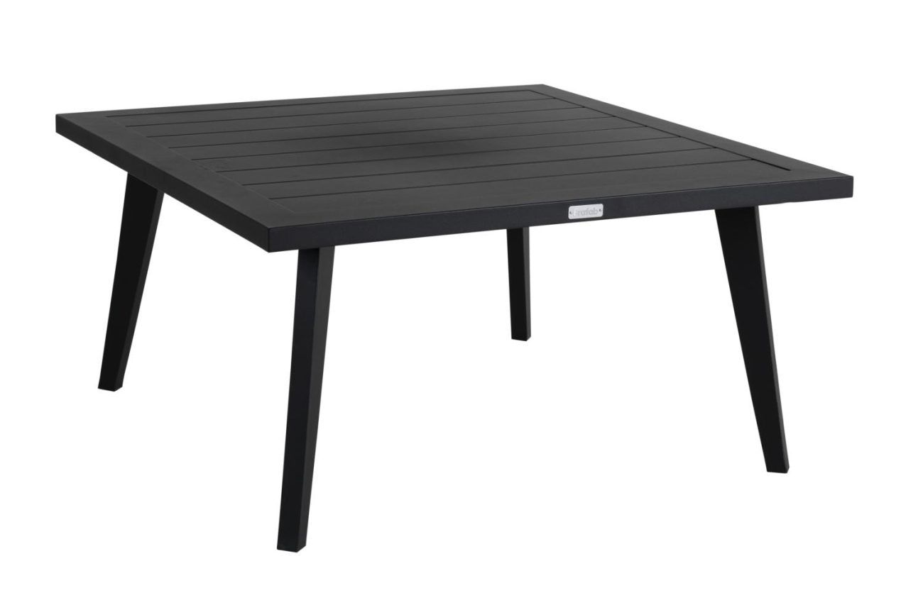 Der Gartencouchtisch Villac überzeugt mit seinem modernen Design. Gefertigt wurde die Tischplatte aus Metall, welche einen schwarzen Farbton besitzt. Das Gestell ist auch aus Metall und hat eine schwarze Farbe. Der Tisch besitzt eine Länge von 88 cm.
