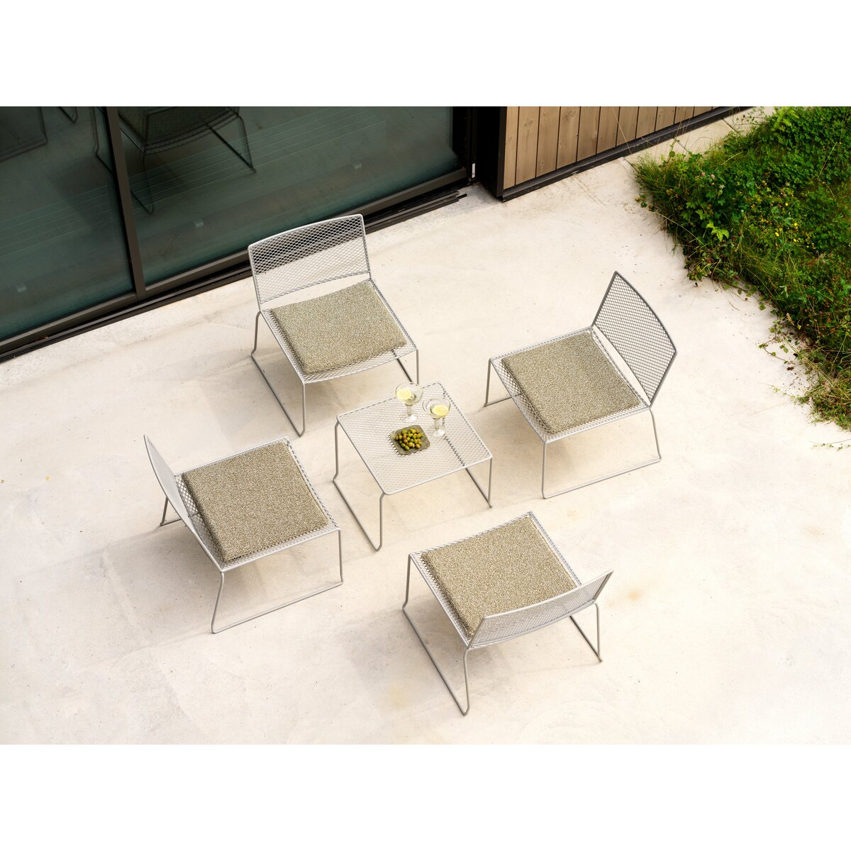 Gartensessel Haru 2er-Set Slate Grey - Metall, Stapelbar