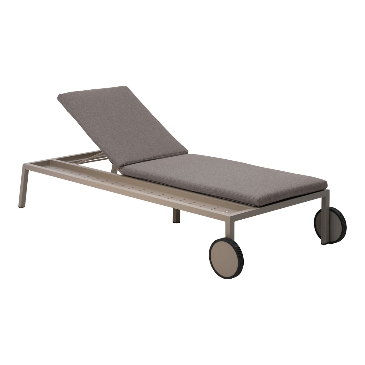 Sonnenliege Samvaro Khaki/Grau - mit integrierter Ablage aus Aluminium & Olefin