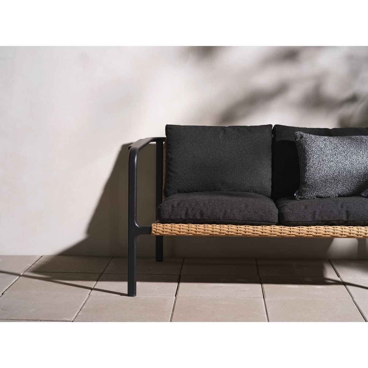 Gartensofa Motty 2-Sitzer, Aluminium & Polyrattan, Schwarz