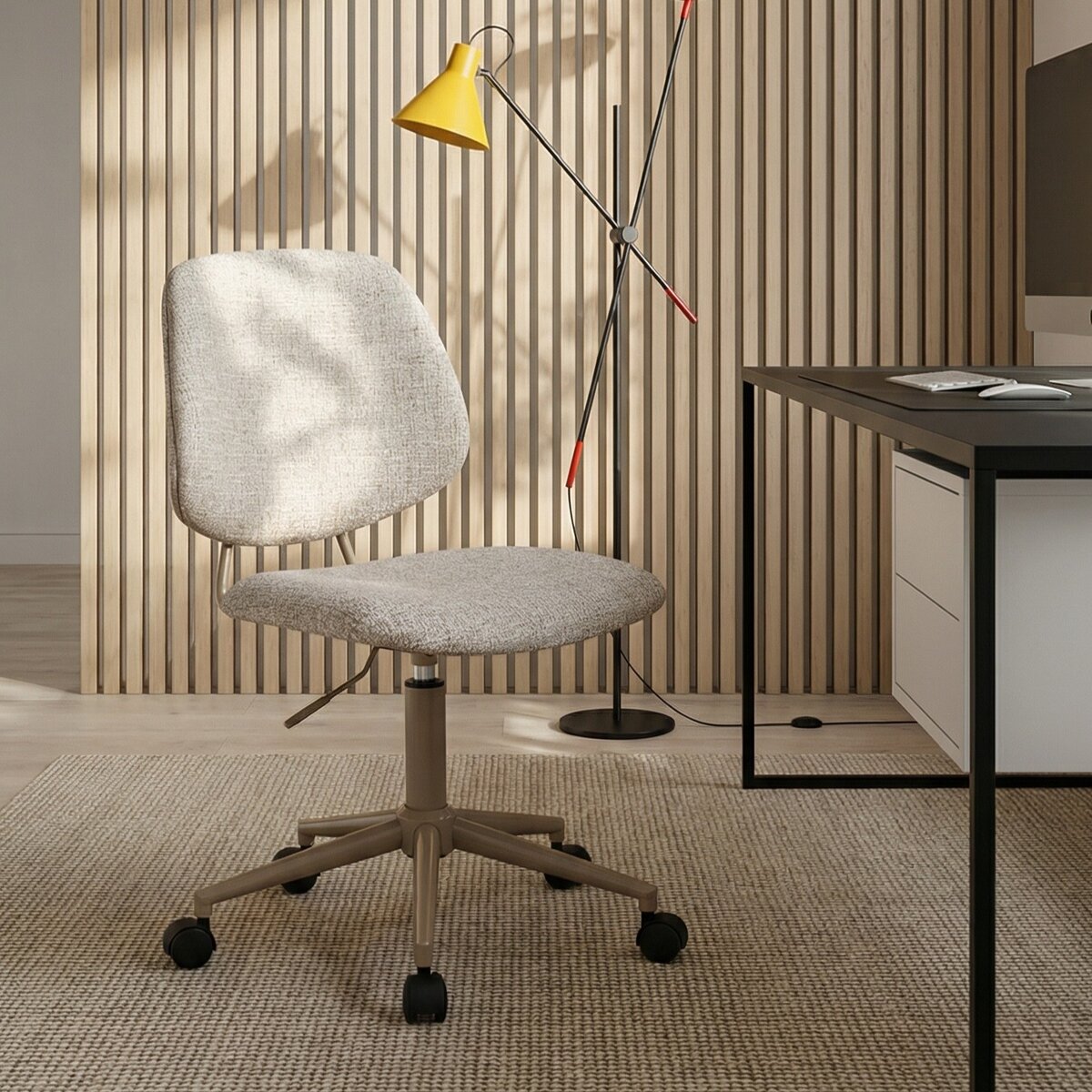 Bürostuhl Otal aus Boucle - Drehbar, Höhenverstellbar, Neigbar, Beige