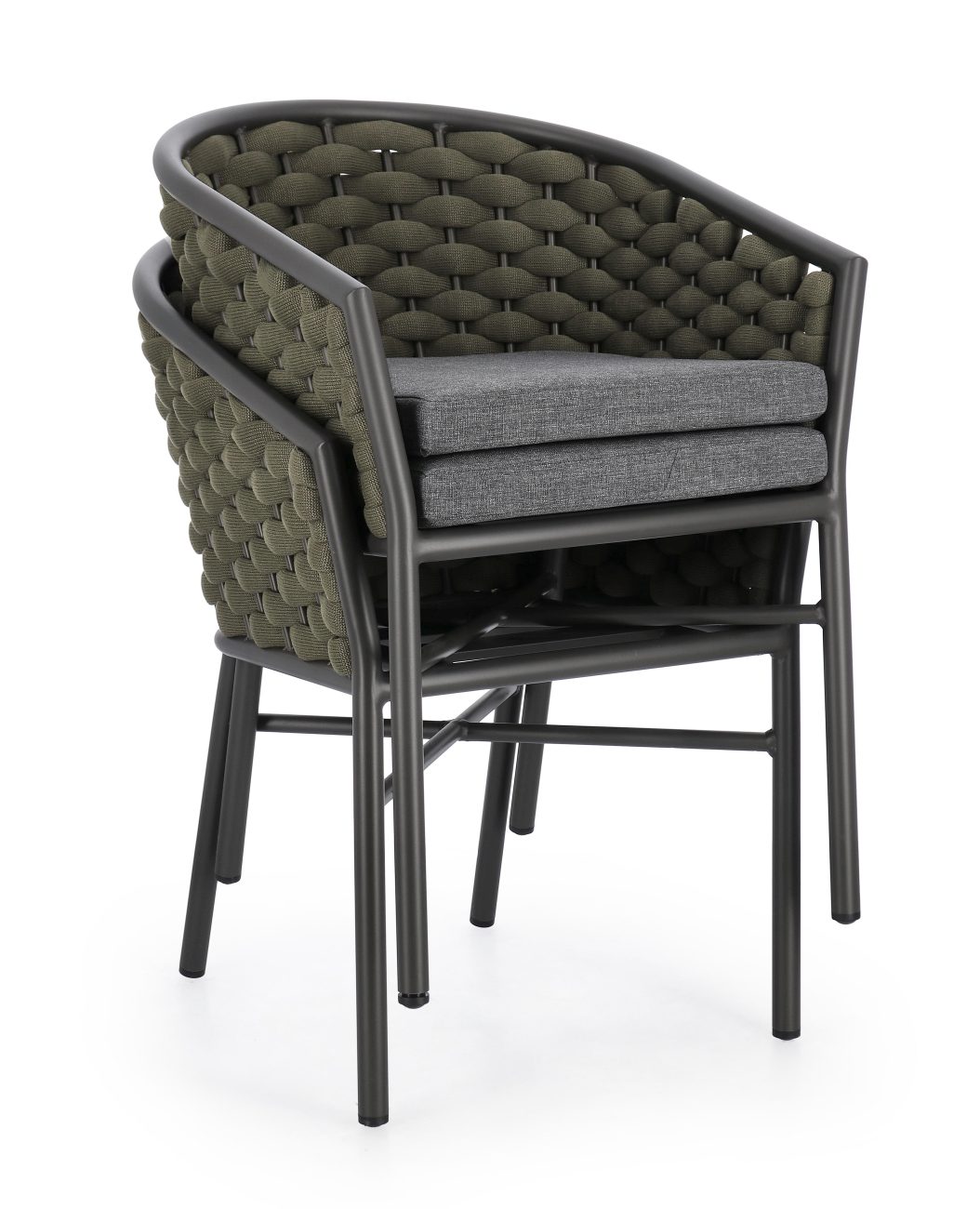 Gartenstuhl Margalida aus Aluminium, Grün / Anthrazit