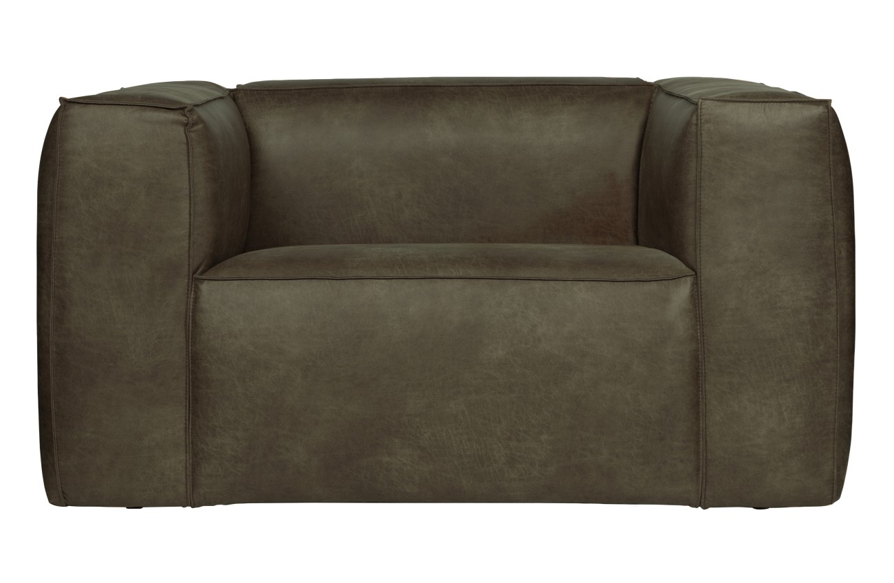 Der Sessel Bean überzeugt mit ihrem modernen Design. Gefertigt wurde sie aus Eco-Leder, welches aus 70% Leder und 30% Polyester gefertigt wurde, es besitzt einen grünen Farbton besitzt.Das Gestell ist aus FSC-Holz und hat eine schwarze Farbe. Die Sitzhöhe