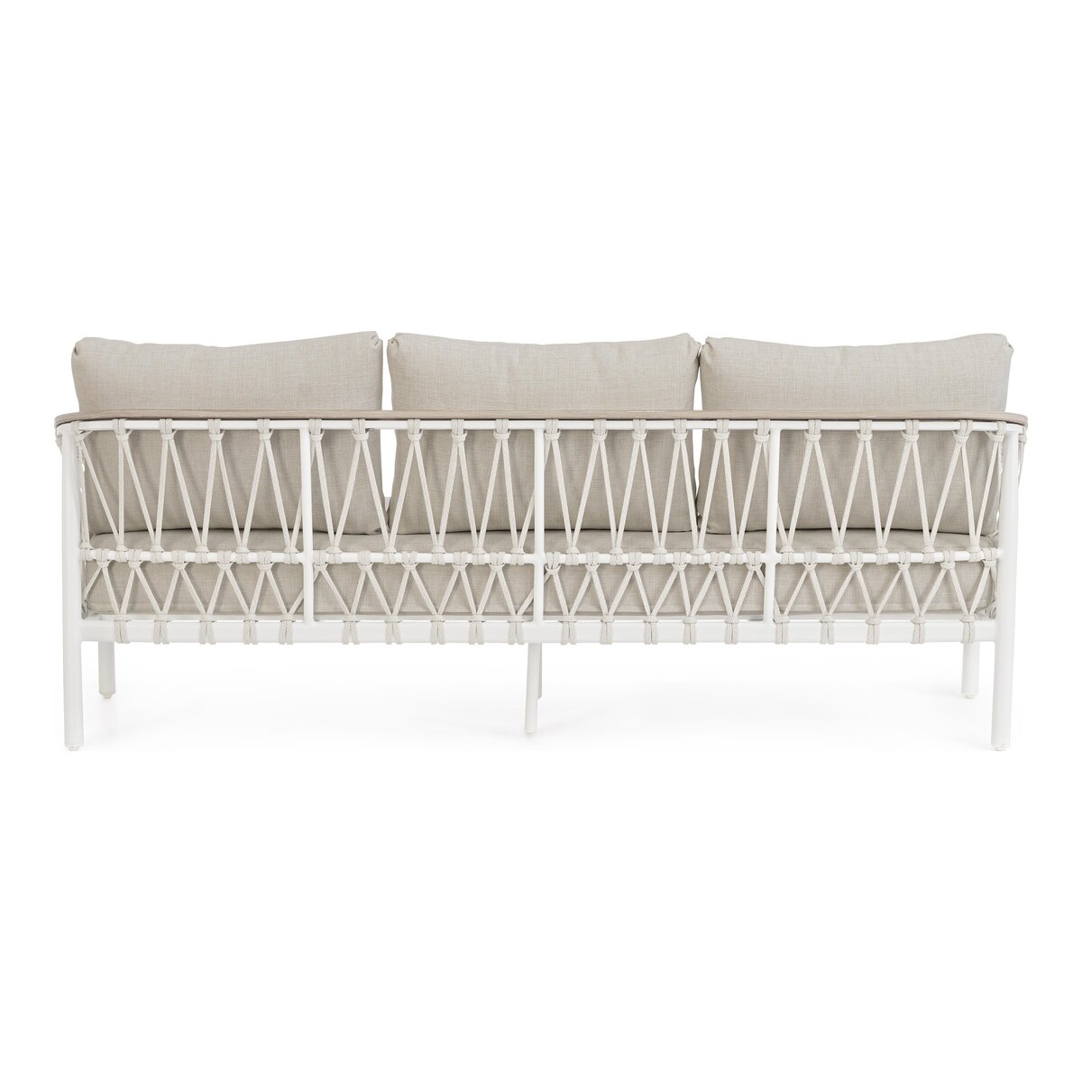 3-Sitzer Gartensofa Fenix - Aluminium & Seilgeflecht, inkl. Kissen, Off-White