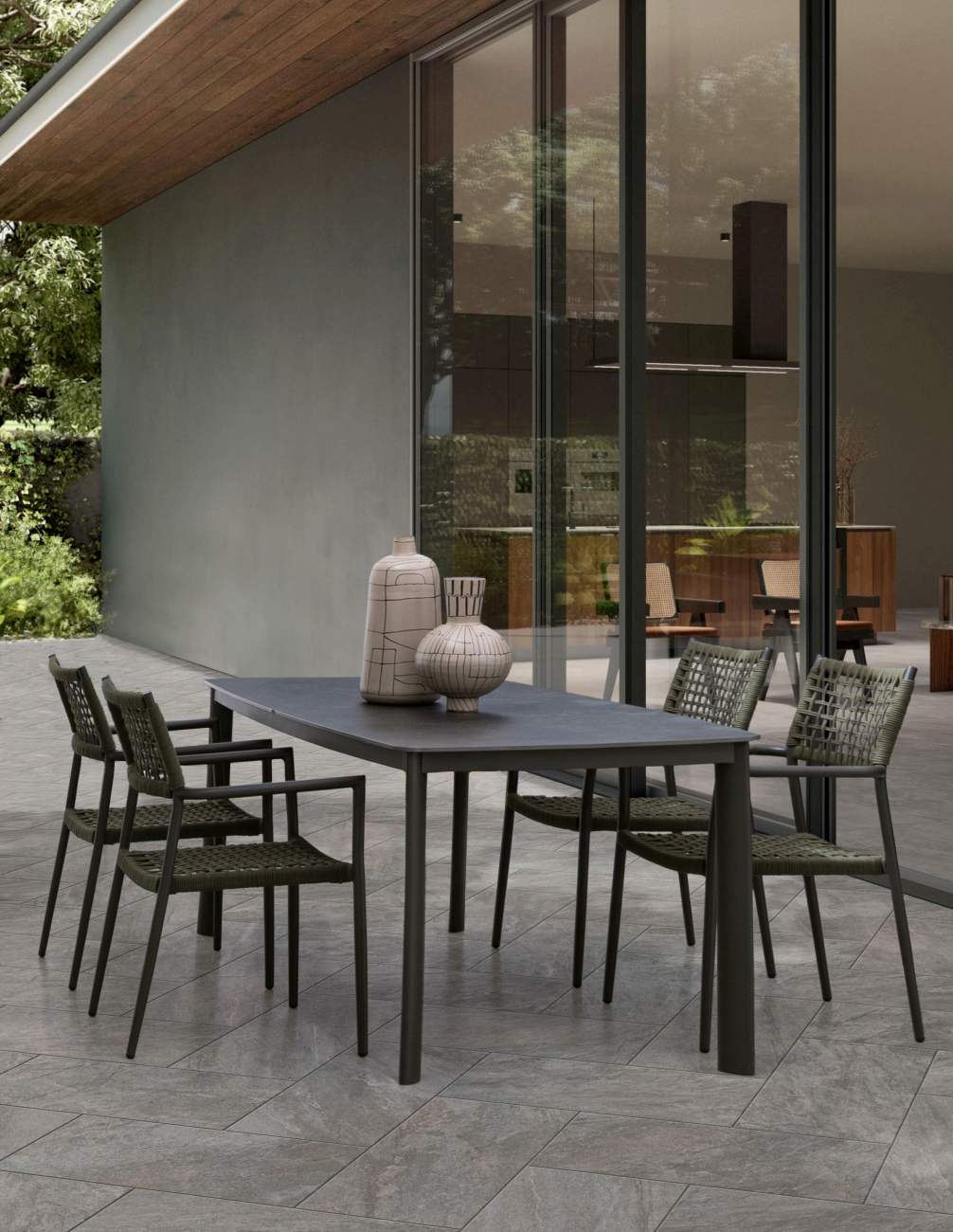 Gartenstuhl Rajada aus Aluminium, Grün / Anthrazit