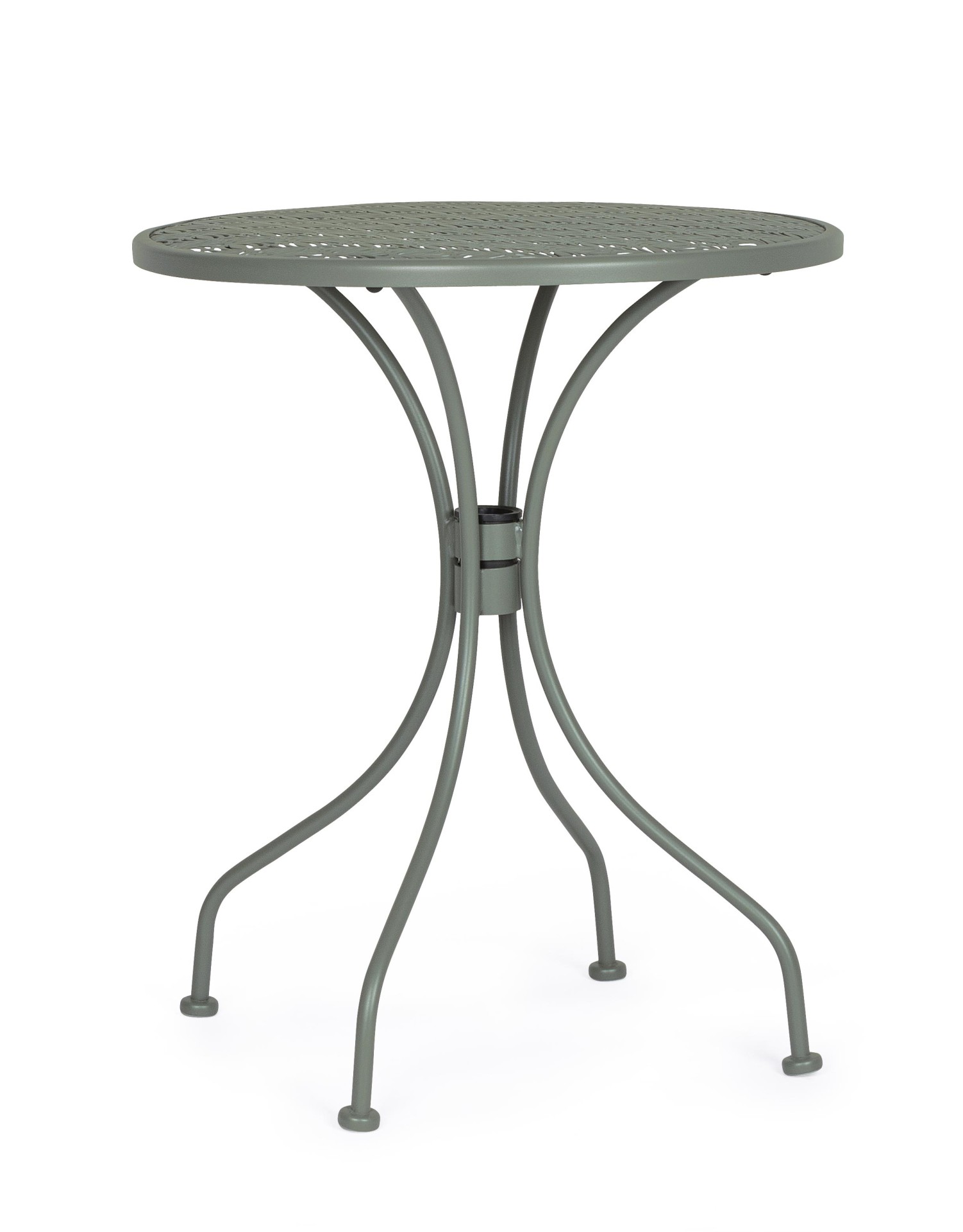 Der Gartentisch Lizette überzeugt mit seinem klassischen Design. Gefertigt wurde er aus Aluminium, welches einen grünen Farbton besitzt. Das Gestell ist aus auch Aluminium und hat eine grüne Farbe. Der Tisch verfügt über einen Durchmesser von 60 cm und is