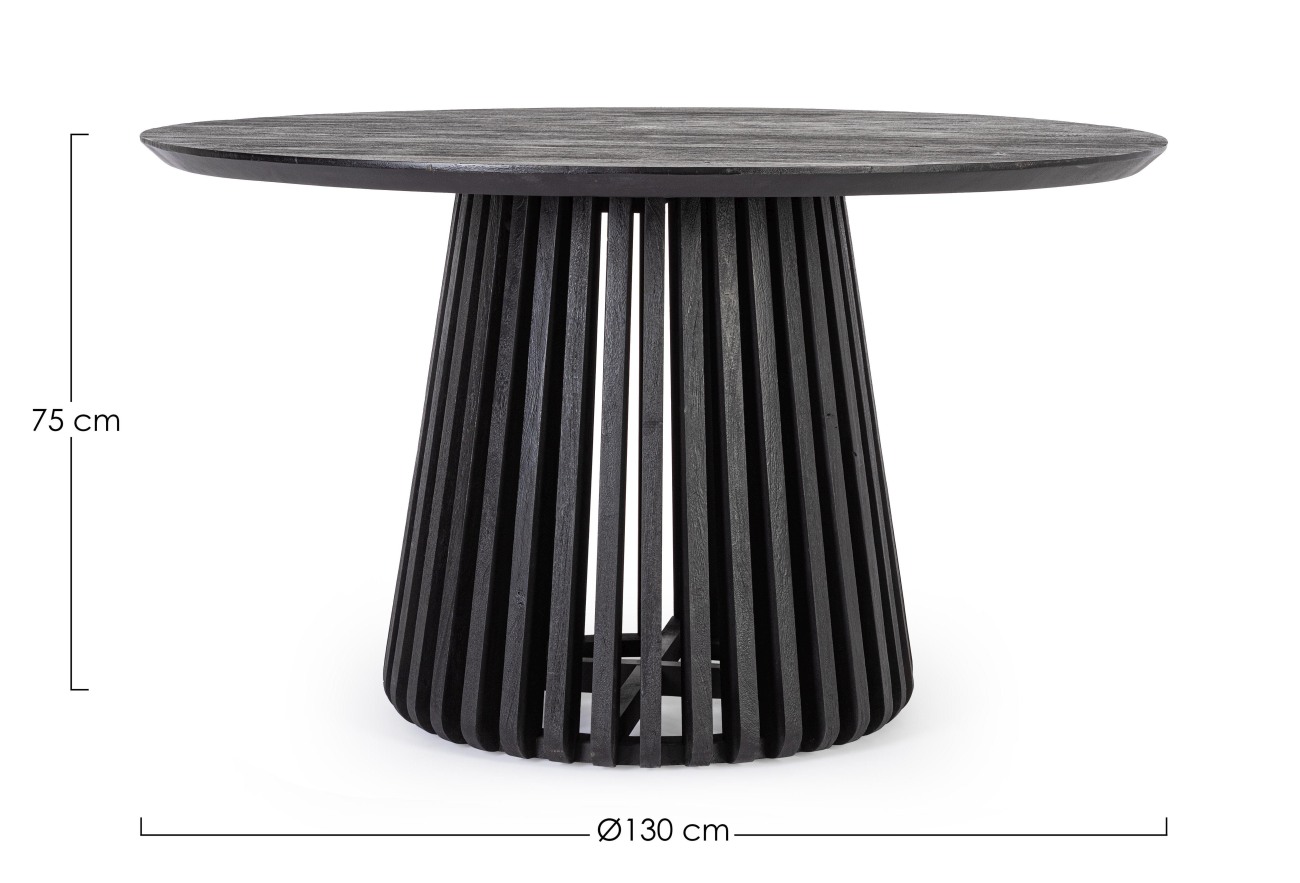 Esstisch Odion aus Mangoholz Ø 130 cm, Schwarz