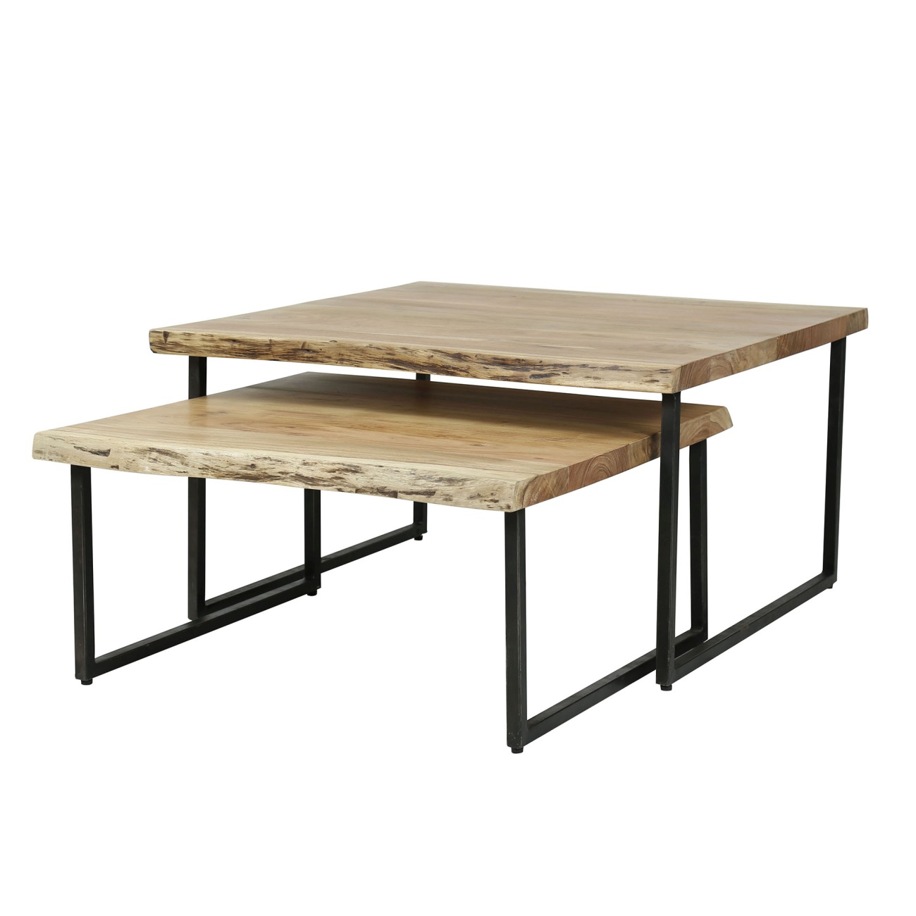 3er-Set Couchtisch Bord - Akazienholz massiv Natur, 80 / 70 cm 2er-Set Couchtisch Bord - Akazienholz massiv Natur, 80 / 70 cm