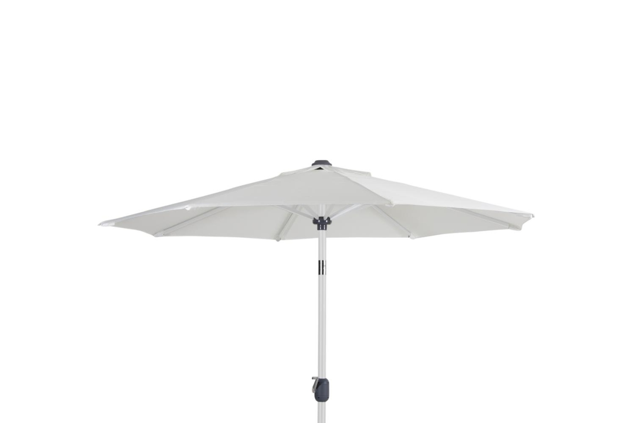Der Sonnenschirm Andria überzeugt mit seinem modernen Design. Gefertigt wurde er aus Olefin-Stoff, welcher einen weißen Farbton besitzt. Das Gestell ist aus Metall und hat eine weiße Farbe. Der Schirm hat einen Durchmesser von 250 cm.
