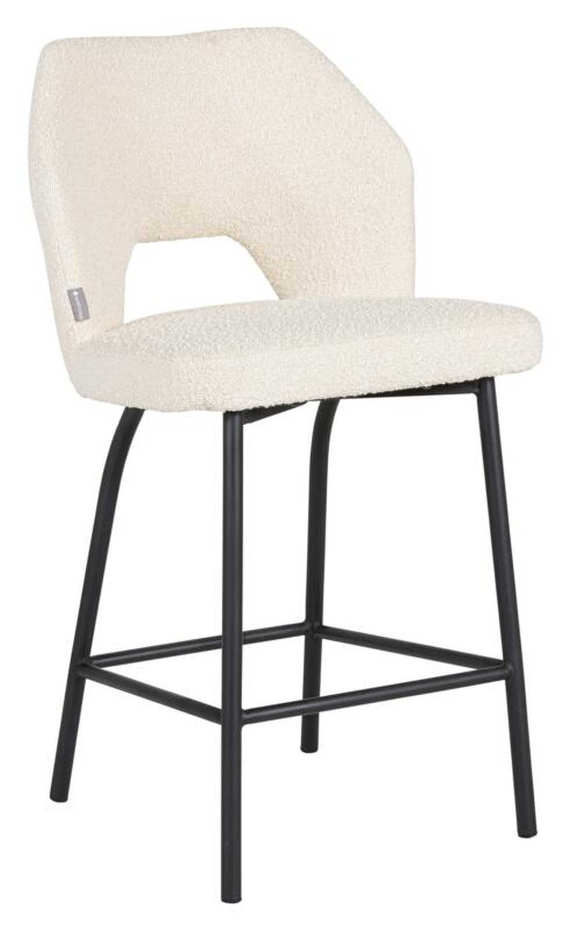Der Barstuhl Bloom überzeugt mit seinem modernem aber auch schlichtem Design. Gefertigt wurde der Stuhl aus einem Boucle Stoff, welcher einen Natur Farbton besitzt. Das Gestell ist aus Metall und ist Schwarz.