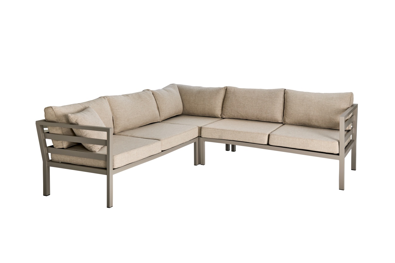 Gartenecksofa Weldon mit Kissen, Beige