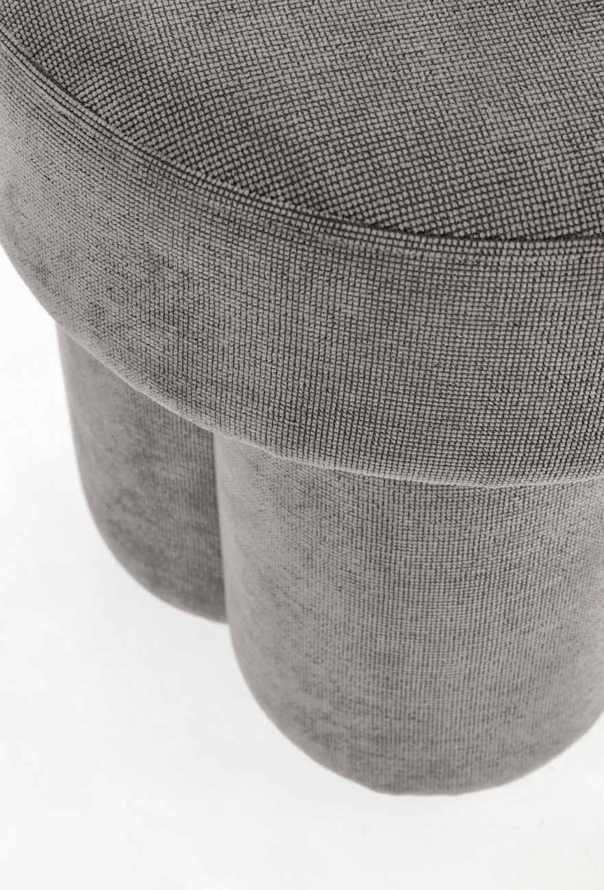 Hocker Glenda aus Stoff, Grau