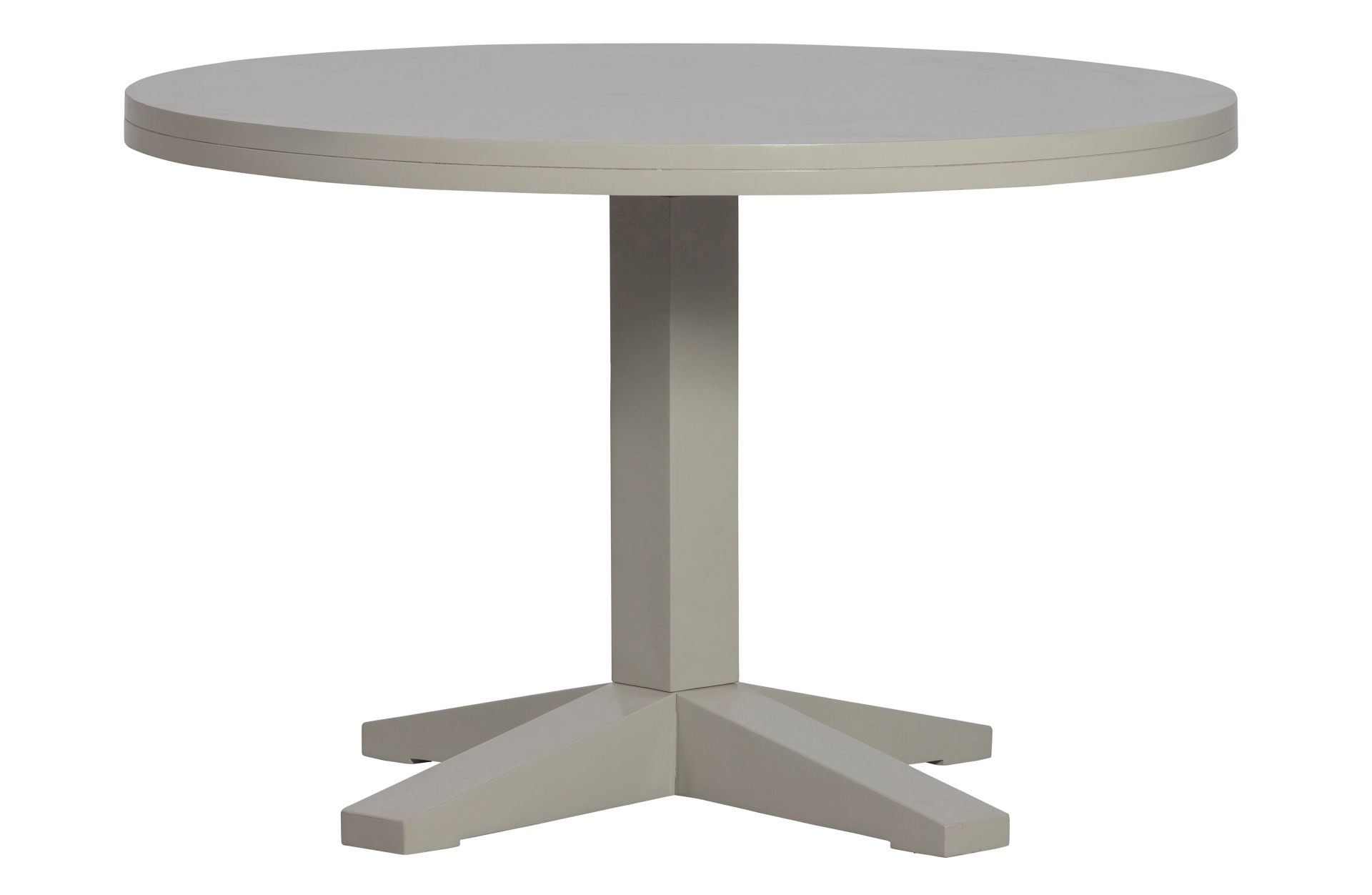 Der Esstisch Deck besitzt eine runde Form. Gefertigt wurde der Tisch aus Mangoholz und hat einen grauen Farbton.
