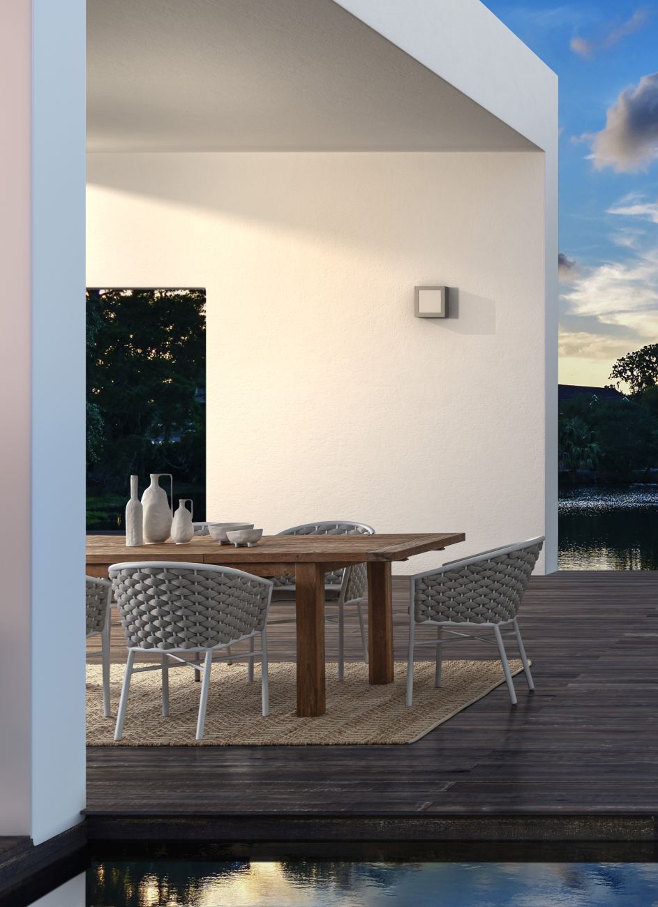 Gartenstuhl Margalida aus Aluminium, Hellgrau / Weiß