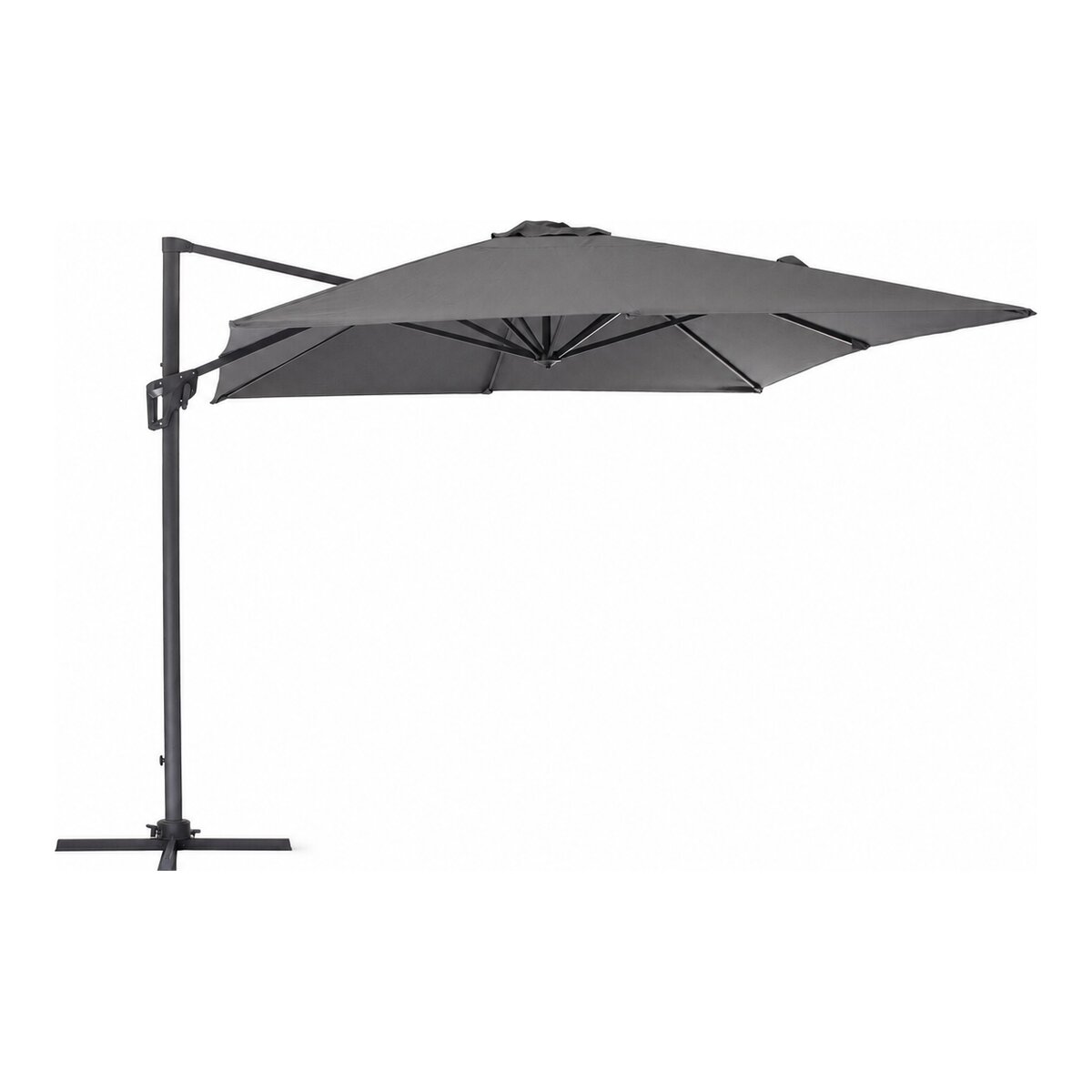 Ampelschirm Porto - Aluminium Anthrazit, Polyester-Stoff Dunkelgrau, 3x4 m