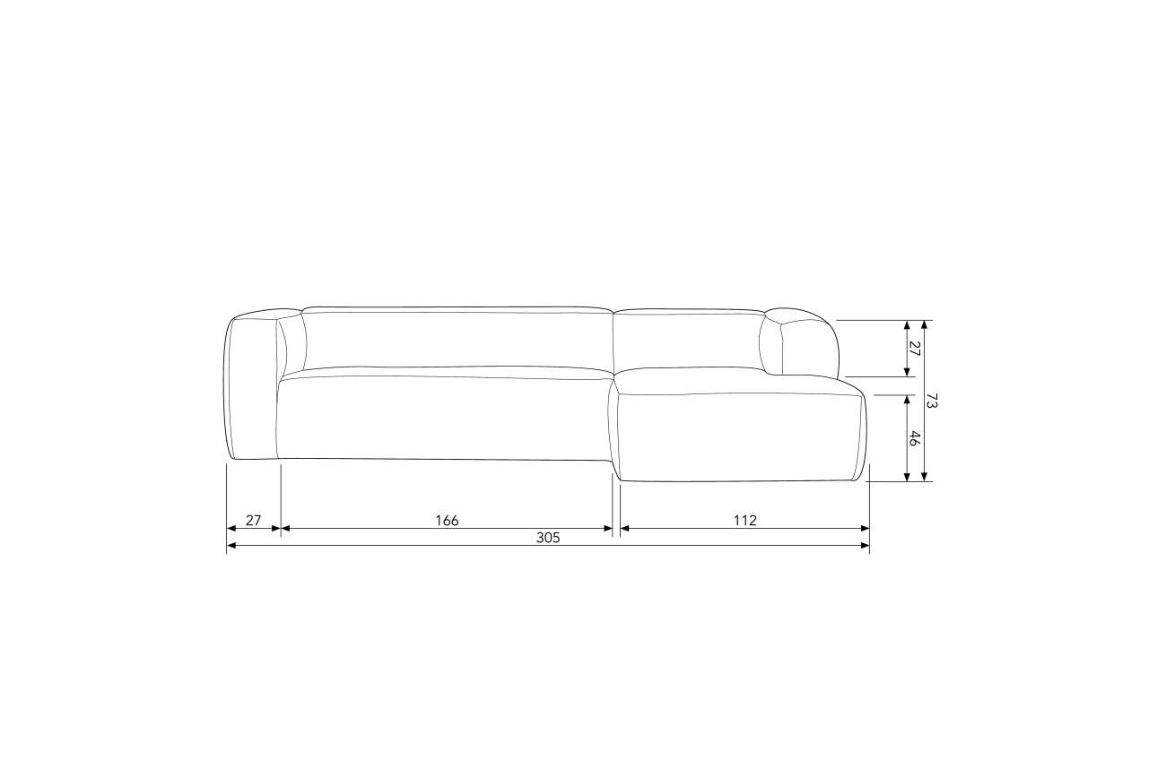 Das Sofa Bean überzeugt mit seinem modernen Stil. Gefertigt wurde es aus Struktursamt, welches einen Graugrün Farbton besitzt. Das Gestell ist aus Kunststoff und hat eine schwarze Farbe. Das Sofa in der Ausführung Rechts besitzt eine Größe von 305x175 cm.