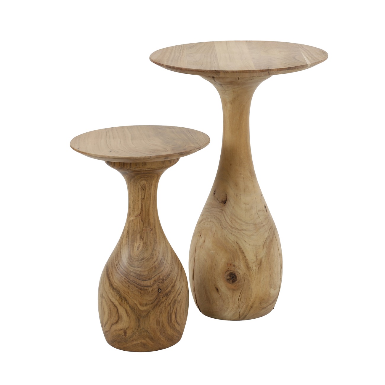 2er-Set Beistelltisch Cones -  Akazienholz massiv Natur Ø 30 / 40 cm 2er-Set Beistelltisch Cones -  Akazienholz massiv Natur Ø 30 / 40 cm