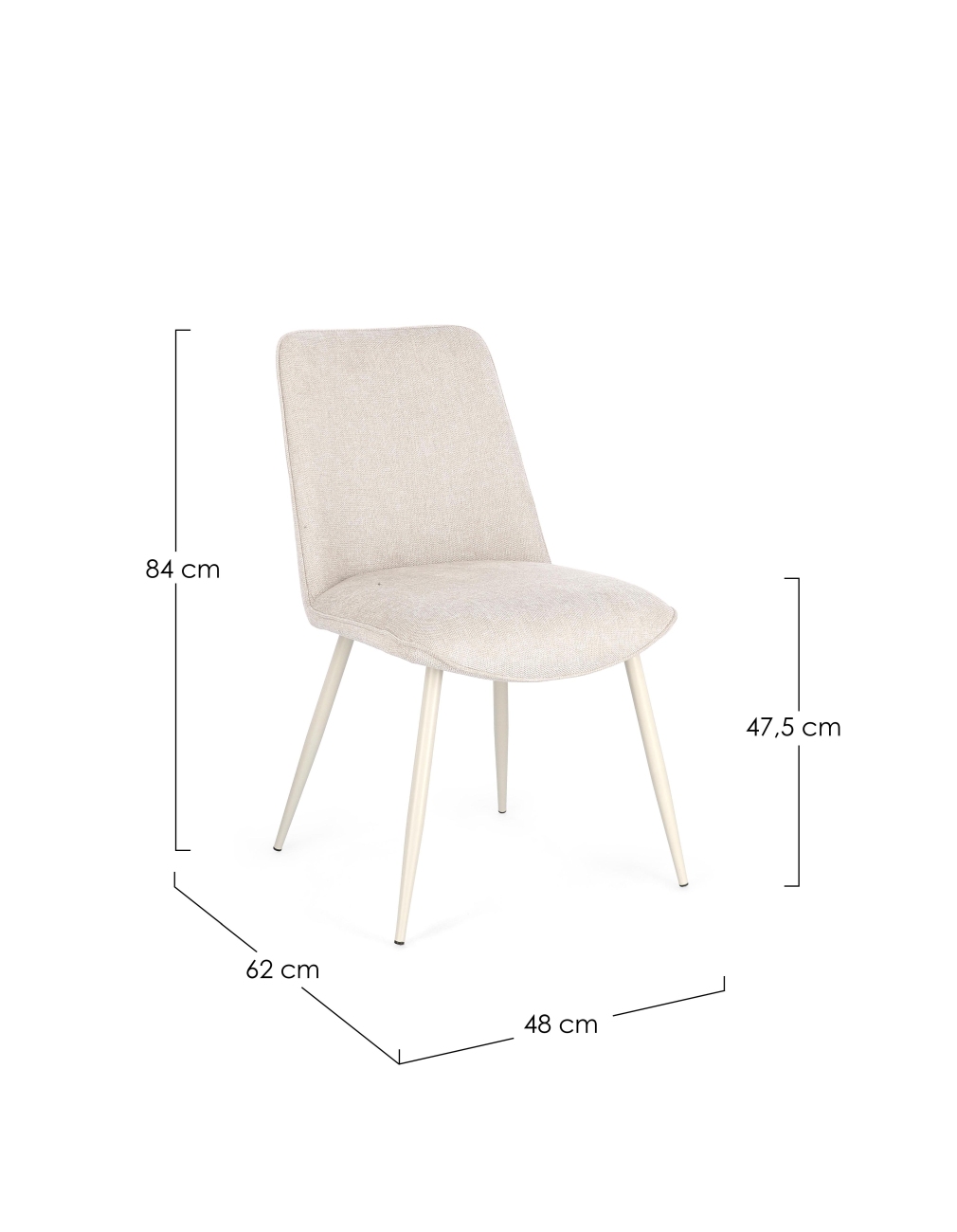 Esszimmerstuhl Cora 4er-Set aus Stoff, Beige / Beige