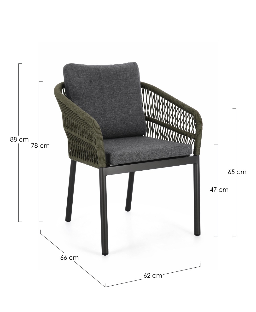 Gartenstuhl Galdana aus Aluminium, Grün / Anthrazit