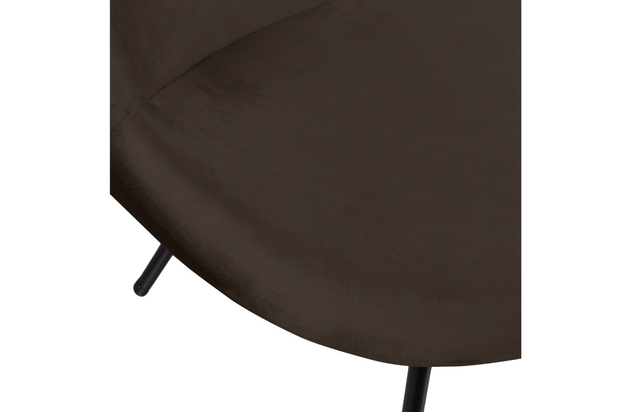 Der Sessel Moly überzeugt mit seinem modernen Stil. Gefertigt wurde er aus Samt, welches einen dunkelbraunen Farbton besitzt. Das Gestell ist aus Metall und hat eine schwarze Farbe. Der Sessel verfügt über eine Sitzhöhe von 45 cm.