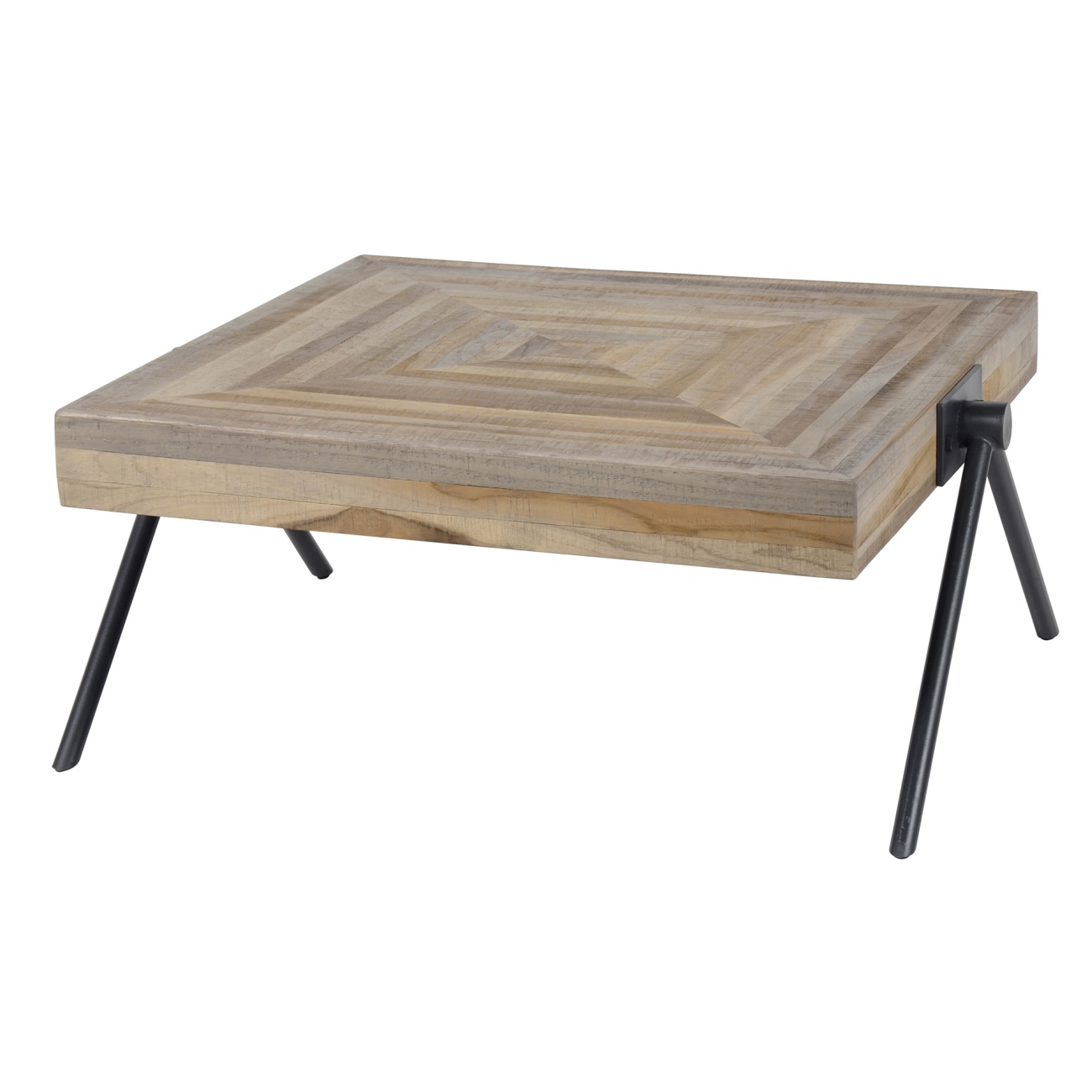 Couchtisch Aktolza - verwittertes Teakholz Natur, 70 x 70 cm