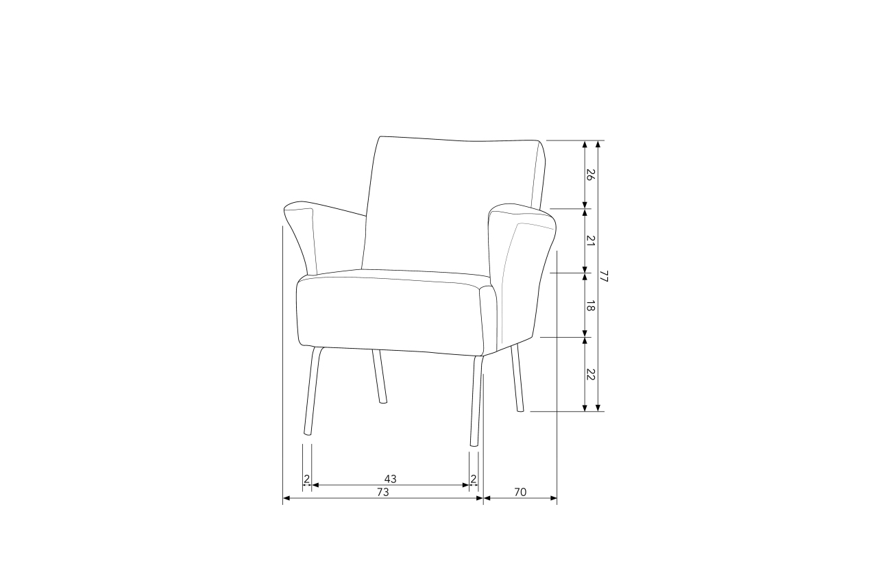 Der Sessel Muse überzeugt mit seinem modernen Design. Gefertigt wurde er aus Web Stoff, welcher einen Taupe Farbton besitzt. Das Gestell ist aus Metall und hat eine schwarze Farbe. Der Sessel besitzt eine Sitzhöhe von 45.