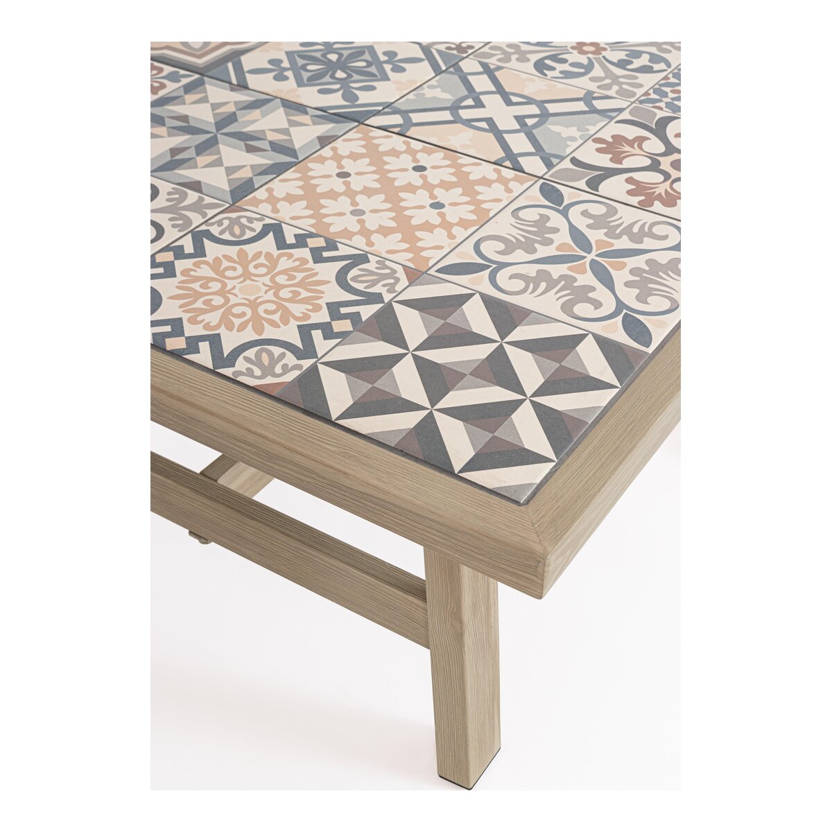 Gartenecksofa Kalimera - Aluminium Timber Natur, Olefin Beige, inkl. Couchtisch