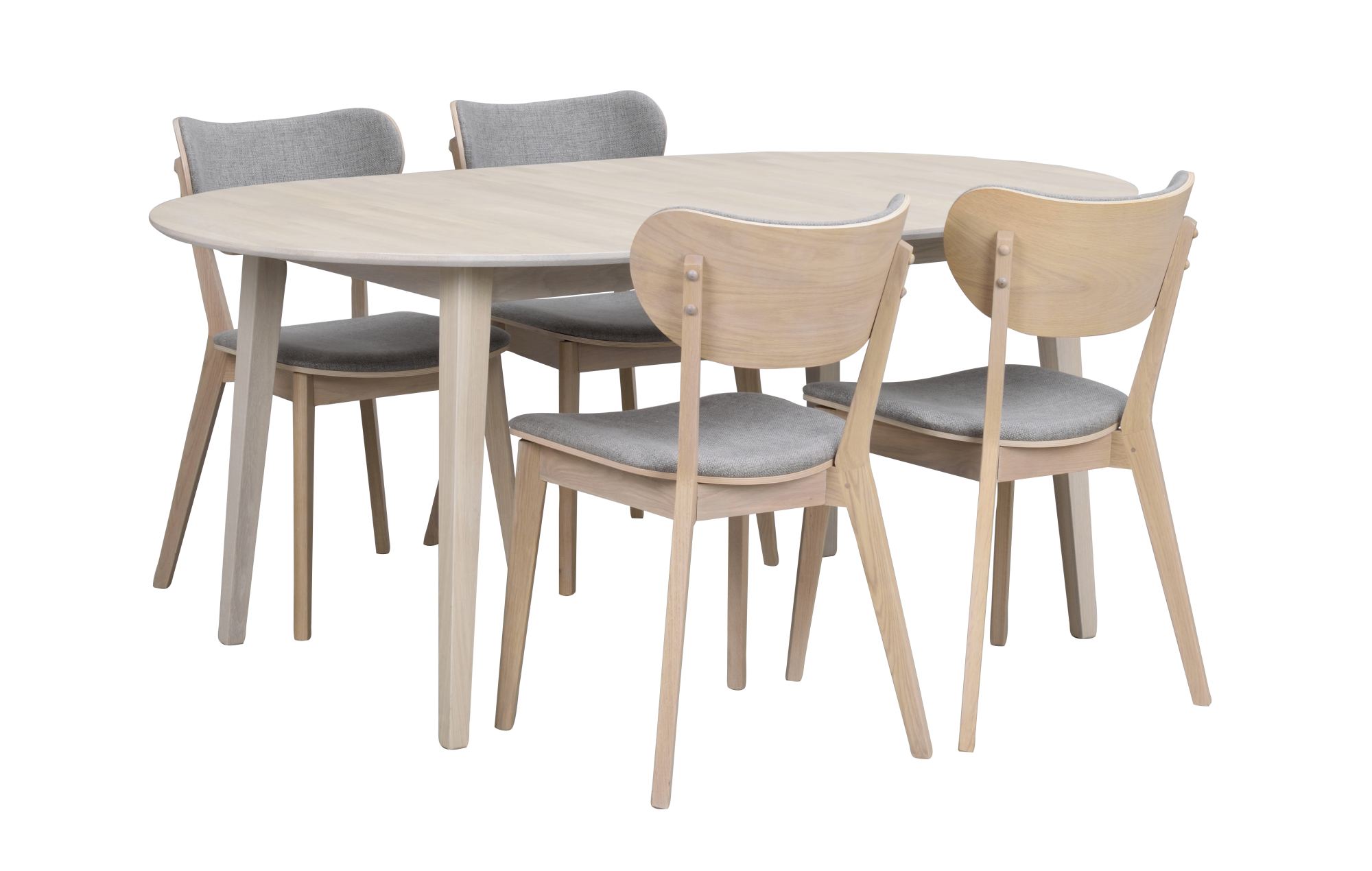 Hochwertiger Esstisch Filippa Oval mit Auszug, 170/210cm, Eiche Weiß pigmentiert für jede Einrichtung.