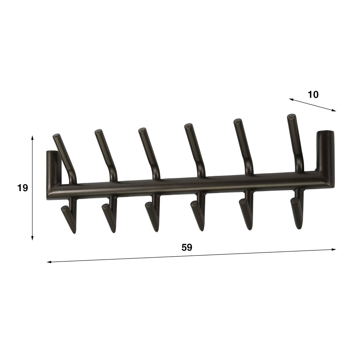 Wandgarderobe Obut Metall mit 12 Haken, Bronze/Drift Brown