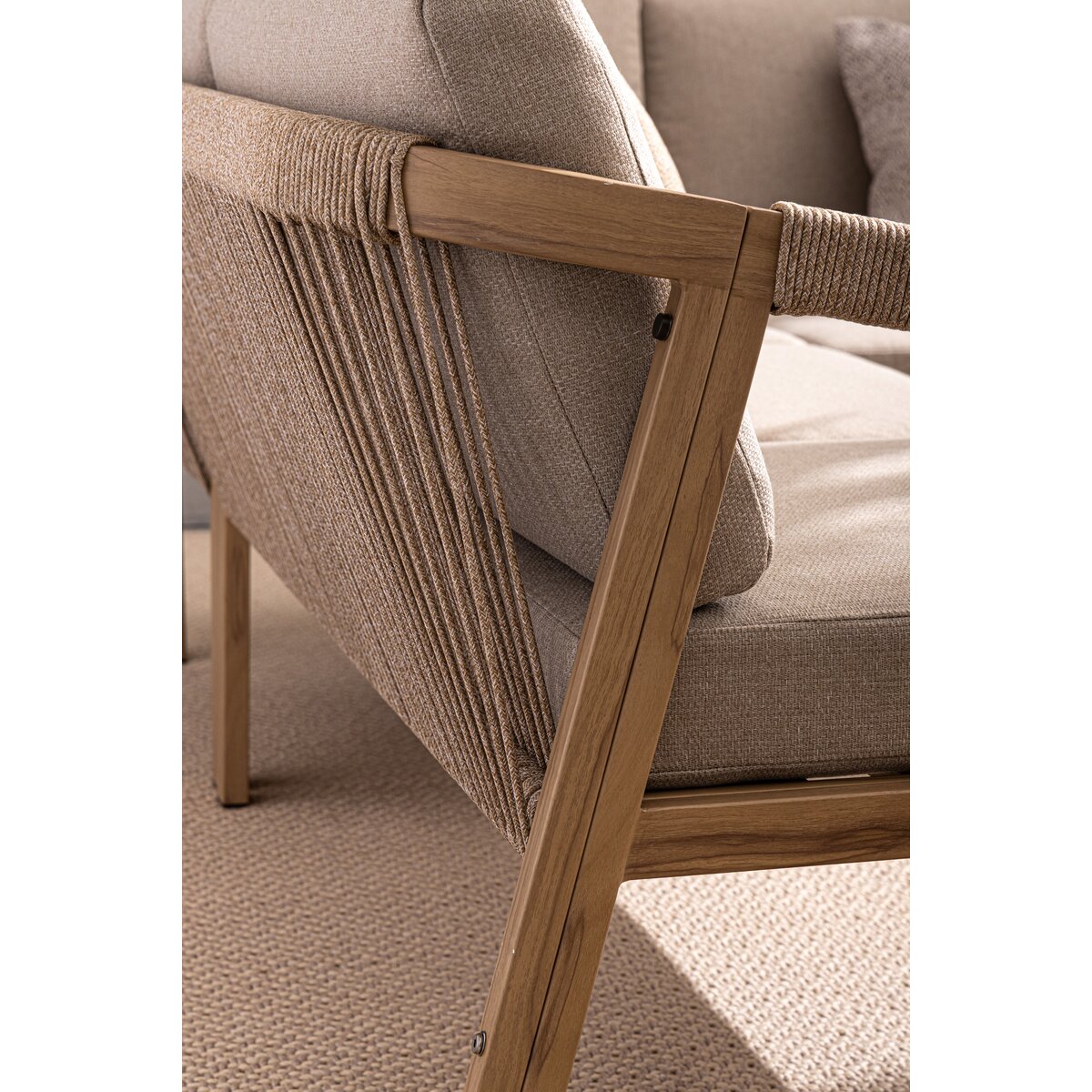 Gartenecksofa Kalimera - Aluminium Desert Sand, Olefin Taupe, inkl. Couchtisch