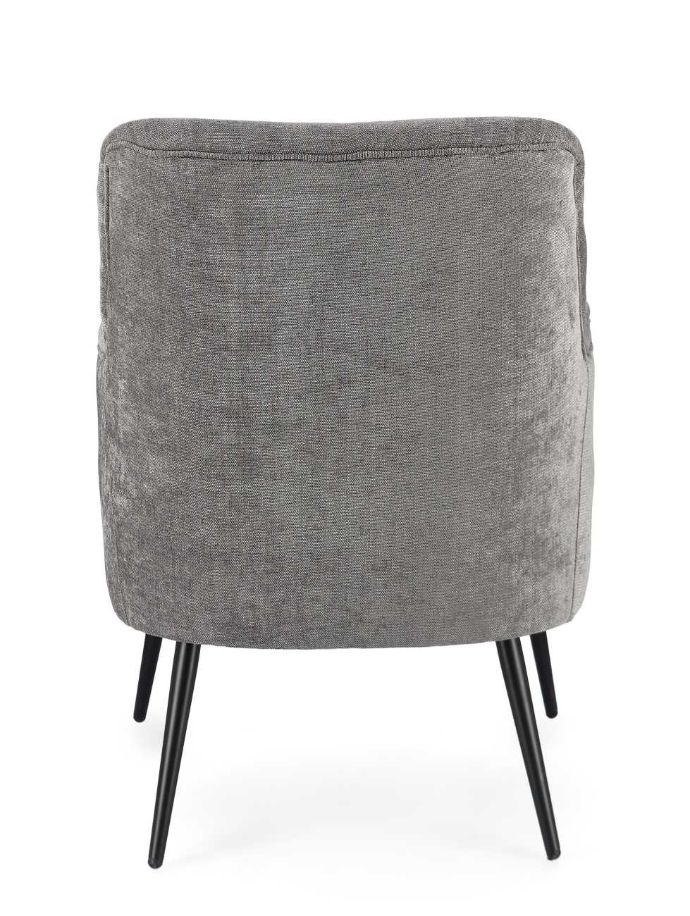 Der Sessel Ernestine überzeugt mit seinem modernen Stil. Gefertigt wurde er aus einem Stoff-Bezug, welcher einen grauen Farbton besitzt. Das Gestell ist aus Metall und hat eine schwarze Farbe. Der Sessel verfügt über eine Armlehne.