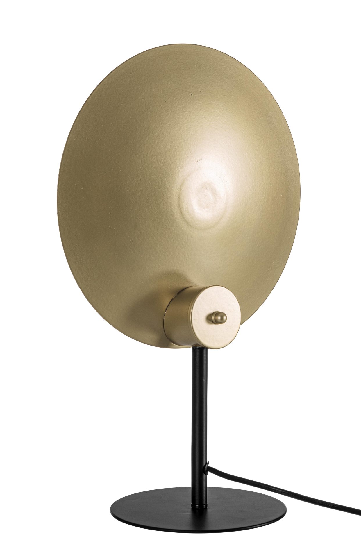 Die Tischleuchte Design überzeugt mit ihrem modernen Design. Gefertigt wurde sie aus Metall, welches einen schwarzen Farbton besitzt. Der Lampenschirm ist auch aus Metall und hat eine goldene Farbe. Die Lampe besitzt eine Höhe von 46 cm.