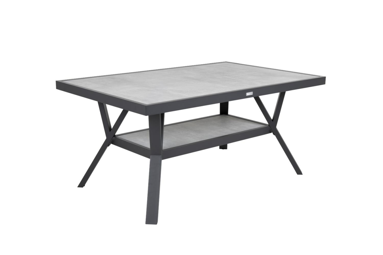 Der Gartentisch Samvaro überzeugt mit seinem modernen Design. Gefertigt wurde die Tischplatte aus Granit und hat einen hellgrauen Farbton. Das Gestell ist aus Metall und hat eine Anthrazit Farbe. Der Tisch besitzt eine Länge von 140 cm.